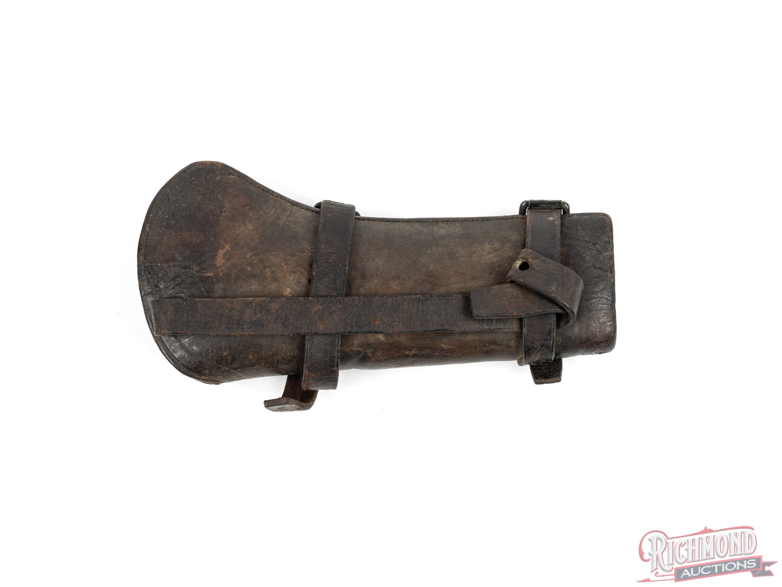 Model 1885 Cavalry Carbine Leather Boot With Unit Markings: This leather carbine boot is the type that was used by US cavalry during the Indian Wars. There is no visible marking of who made it, but it does have the unit markings "M8 35". The leather straps