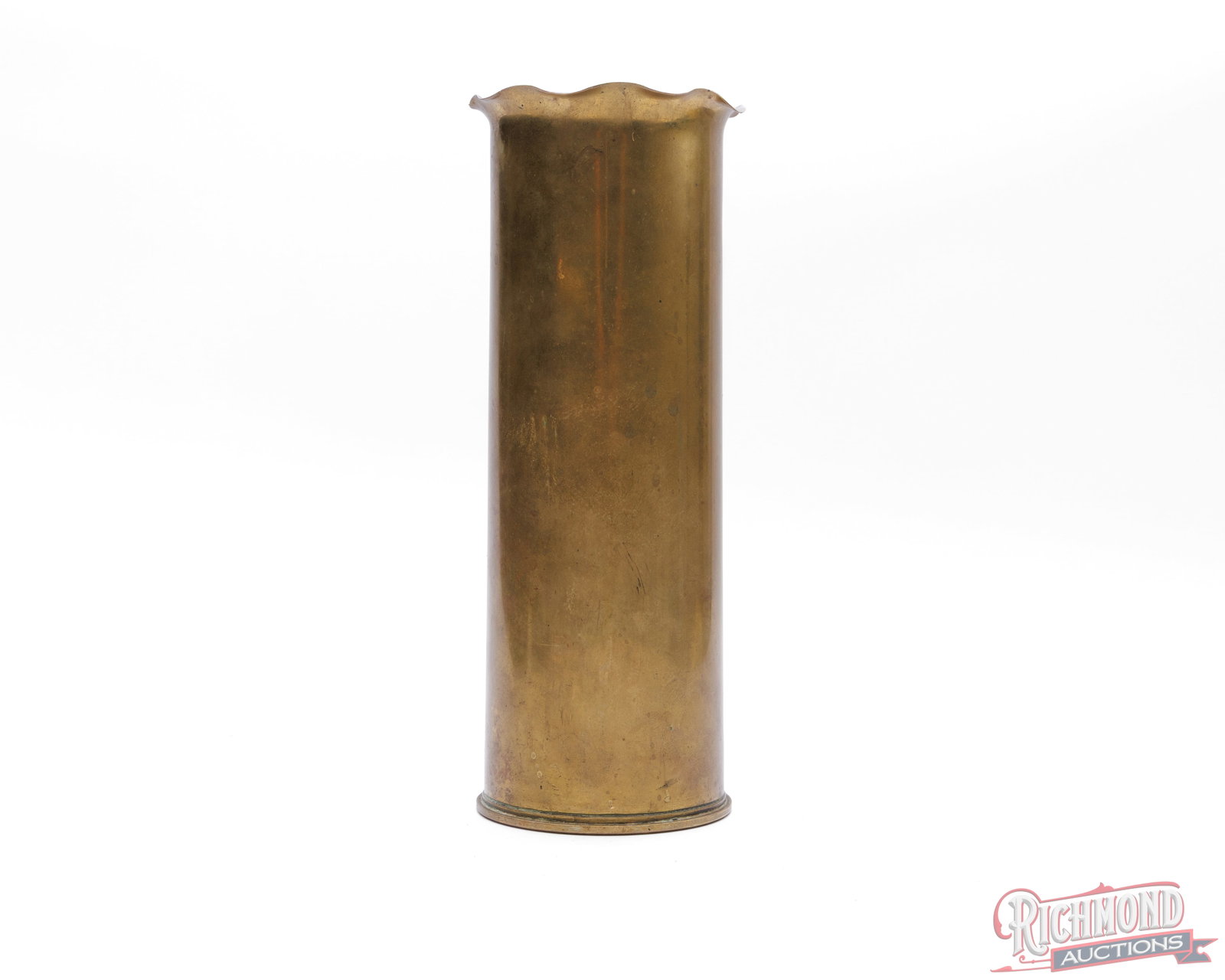 1944 Trench Art Brass British Artillery Shell With Dutch Windmill - 2
