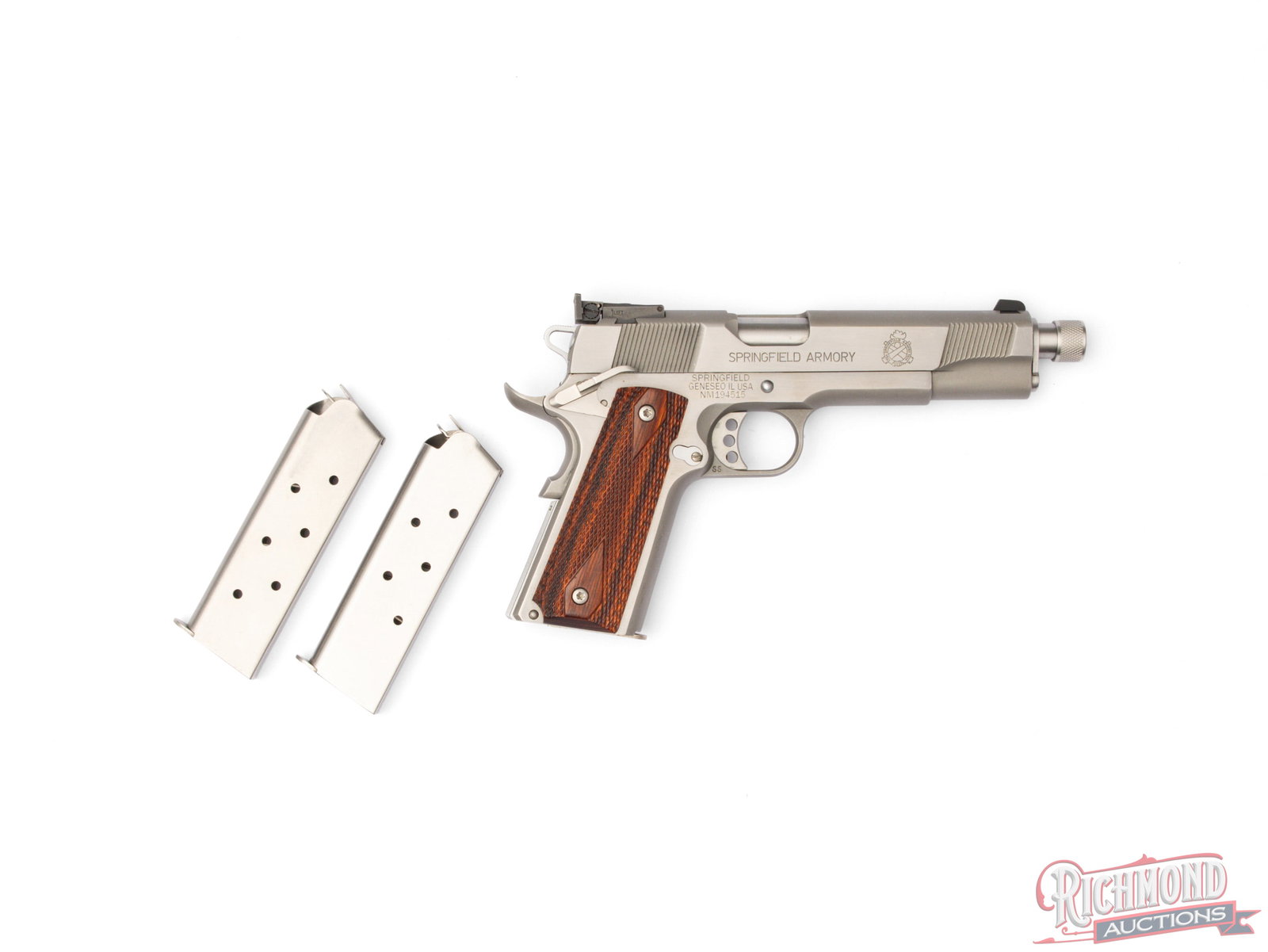 Springfield Armory 1911-A1 Stainless .45 ACP Semi-Auto Threaded Pistol In Original Case - 3