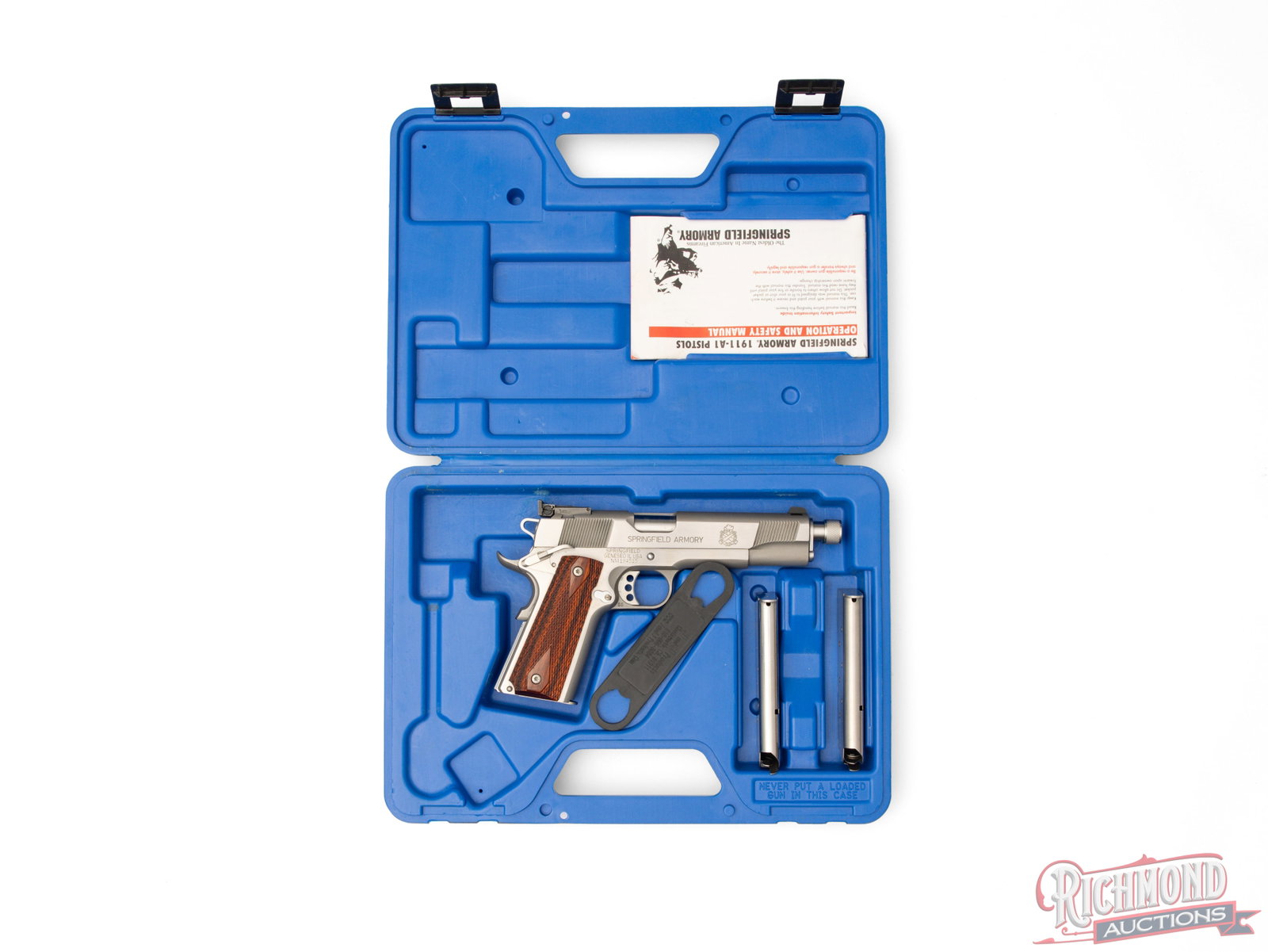 Springfield Armory 1911-A1 Stainless .45 ACP Semi-Auto Threaded Pistol In Original Case - 4