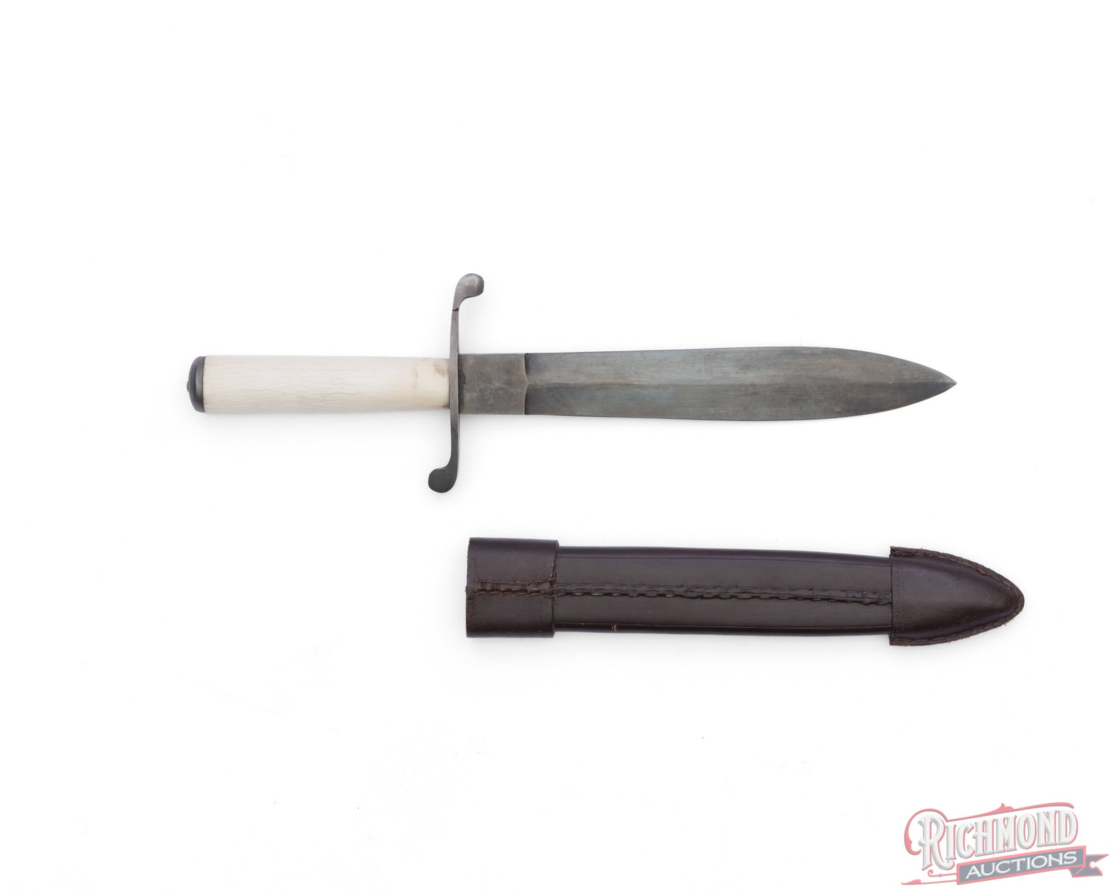 Large Handcrafted Dagger With Bone Handle and Leather Scabbard - 2