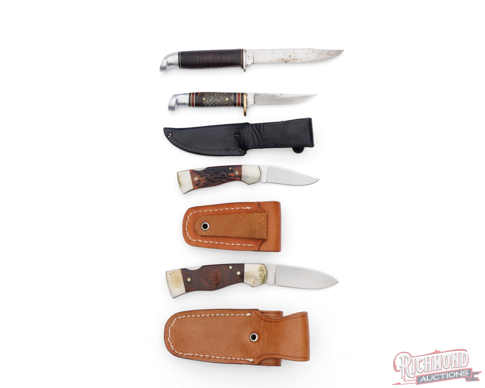 Lot of Four Western Folder and Fixed Blade Knives - 2