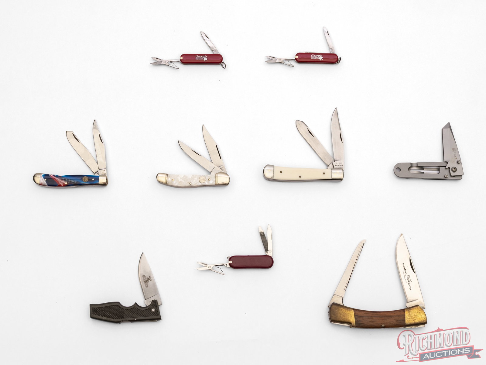 Lot of Nine Assorted Collector Folder Knives Includes Boker, Hen & Rooster, Victorinox, Columbia - 2