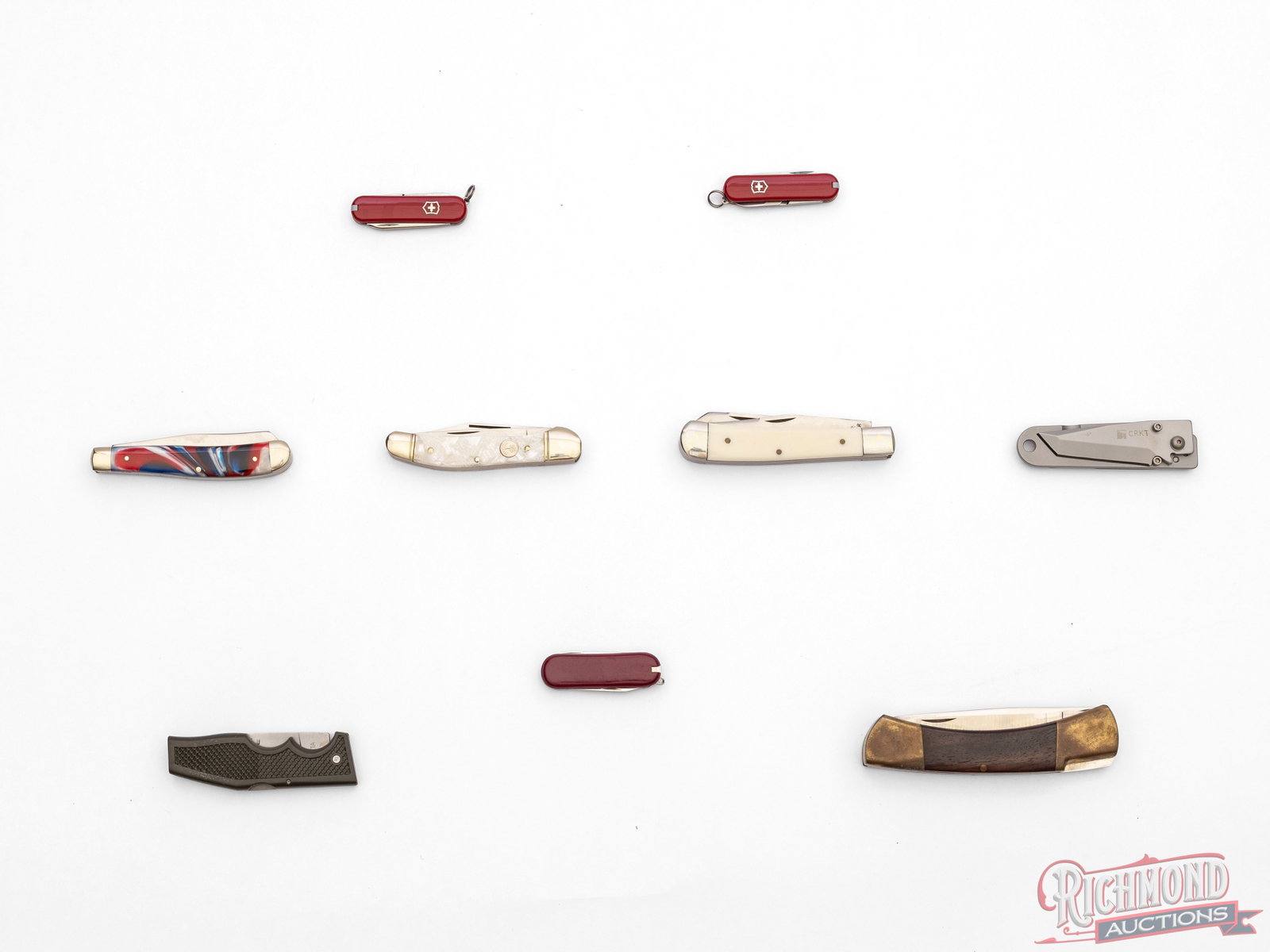 Lot of Nine Assorted Collector Folder Knives Includes Boker, Hen & Rooster, Victorinox, Columbia - 4