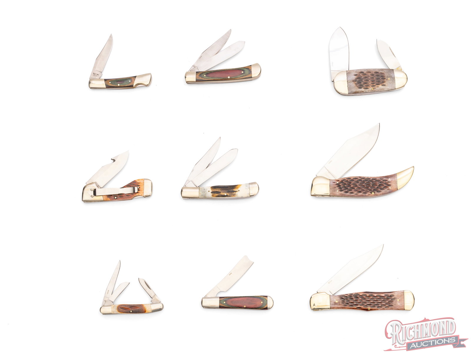 Lot of Nine NIB Frost Cutlery & Rough Rider Folder Knives Many With Bone Handles - 3