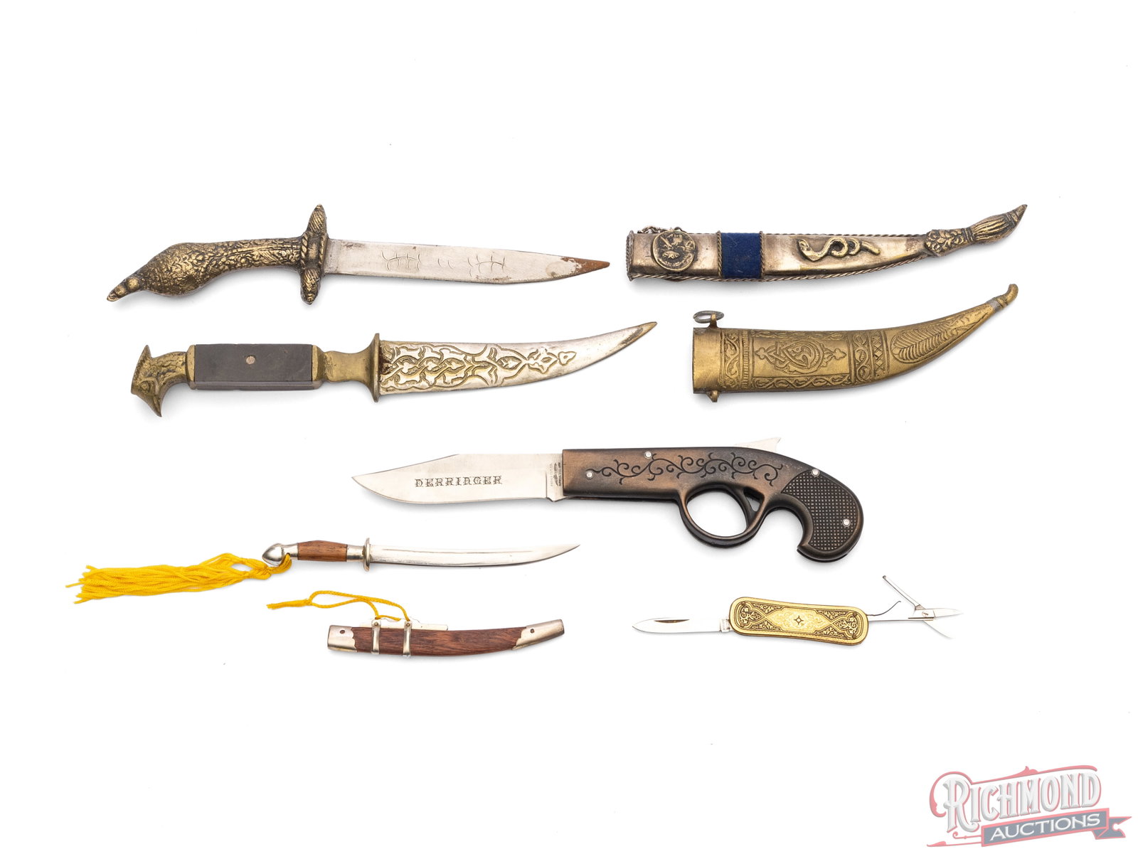 Centuries of Guns Folder Knife Set and Five Assorted Fantasy Collector Knives - 2