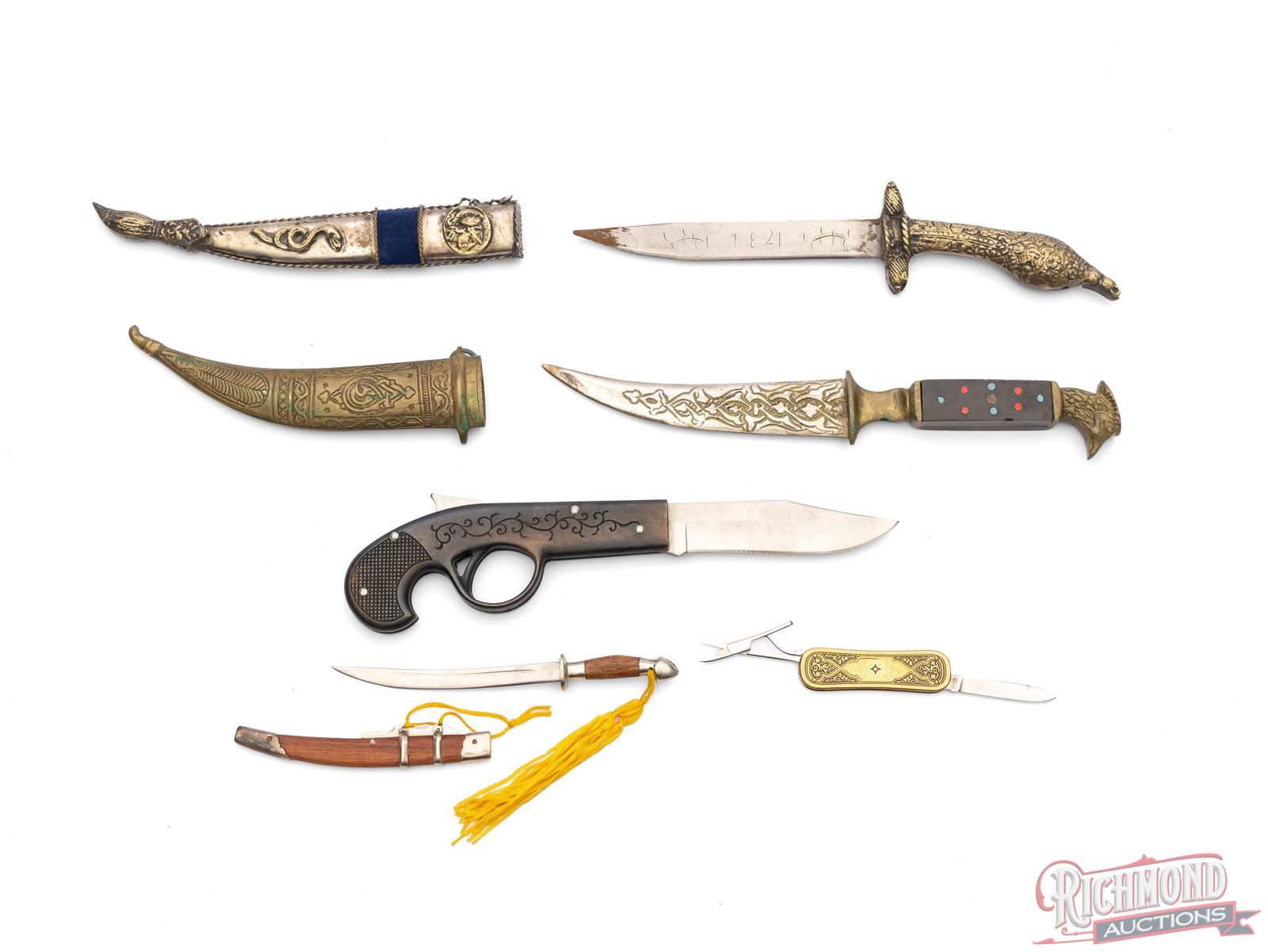 Centuries of Guns Folder Knife Set and Five Assorted Fantasy Collector Knives - 3