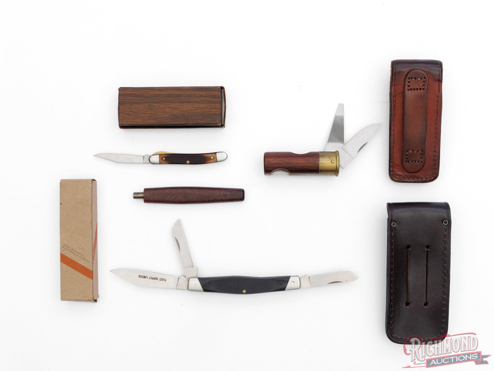 Three Collector Folder Knives Buck, Old Timer, Winchester Shell & Pocket Sharpener - 2