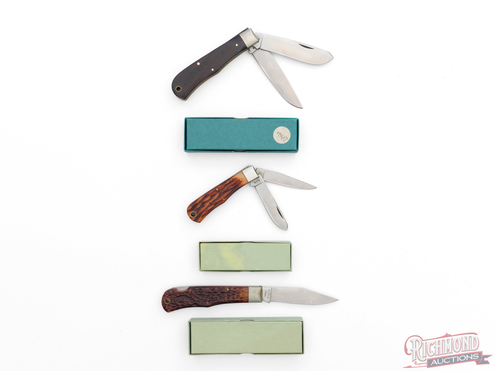 Three Collector Remington UMC "Bullet Knives" Folder Knives in Factory Boxes - 2
