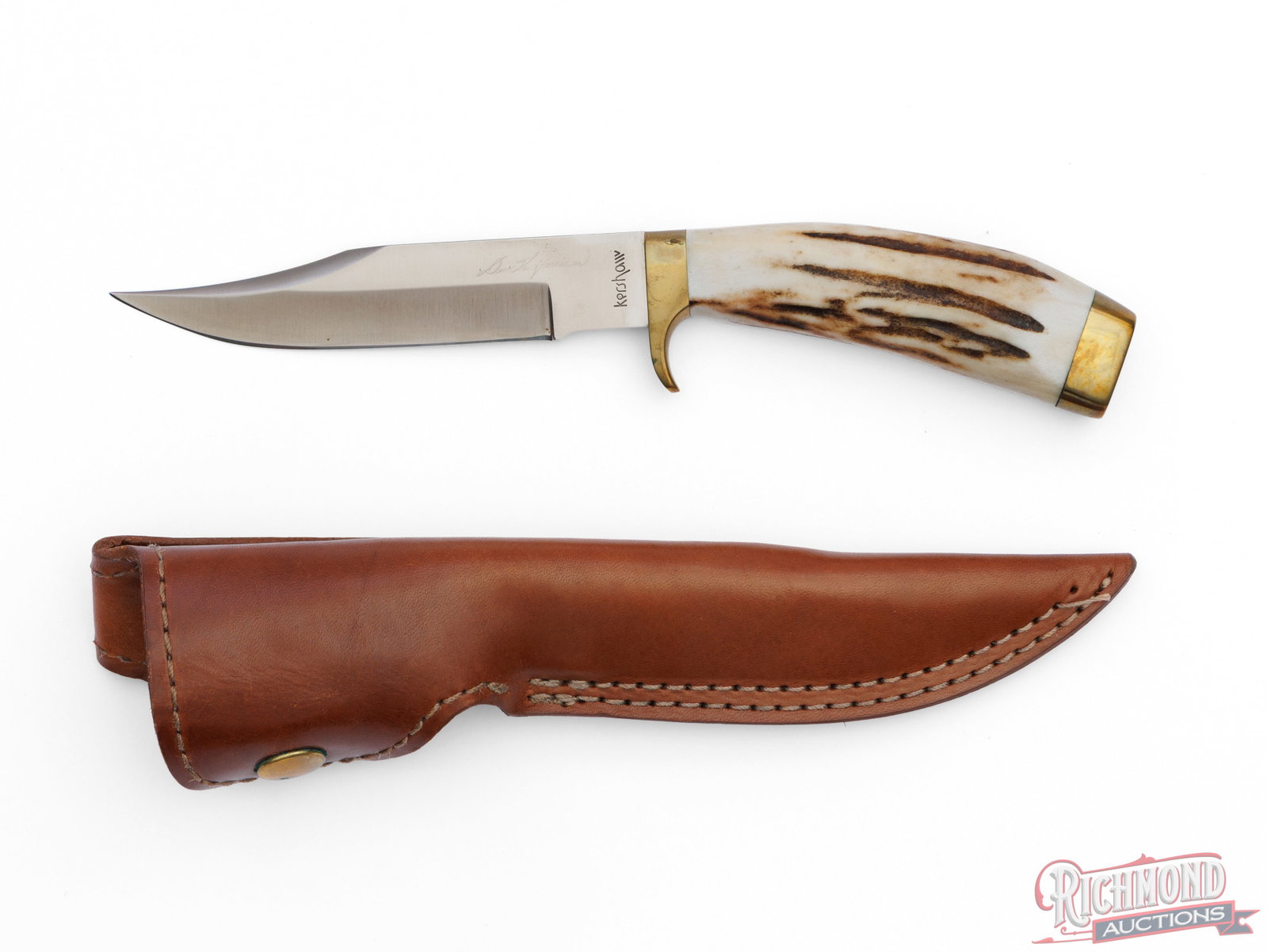 Limited Edition Kershaw Umatilla Bowie Fixed Blade Knife Dan Harrison Signed with Stag Handle (1 of 3)