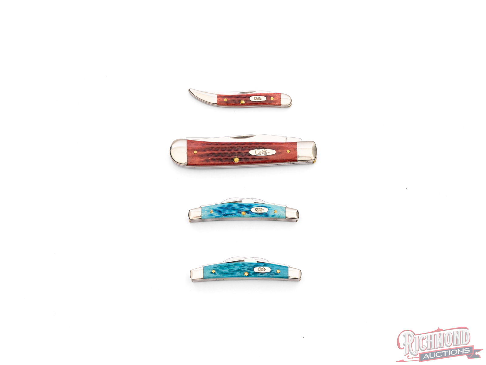 Four Case XX Pocket Worn Folder Knives in Original Boxes - 3