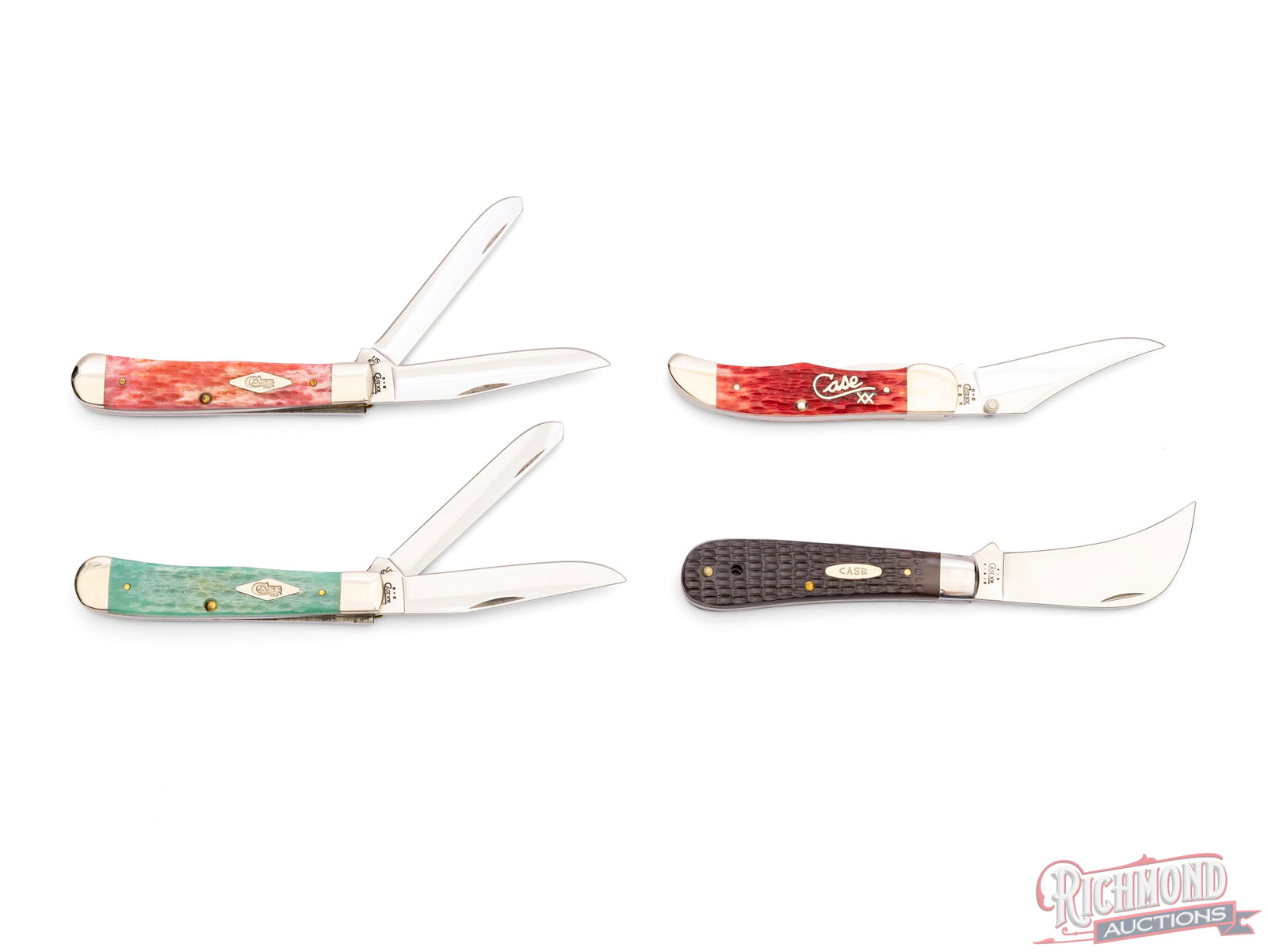Four Case Tested XX Folder Knives in Original Boxes Trapper, Hunter and Hawkbill - 2