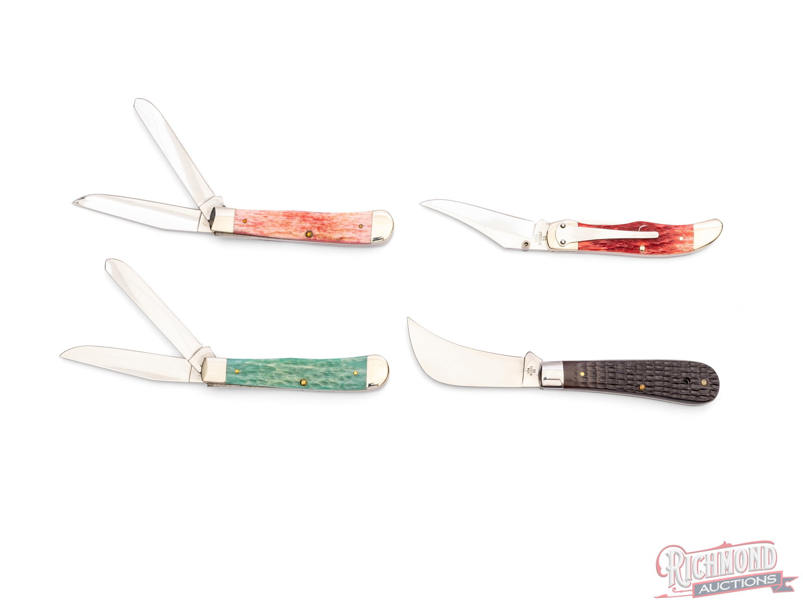 Four Case Tested XX Folder Knives in Original Boxes Trapper, Hunter and Hawkbill - 3