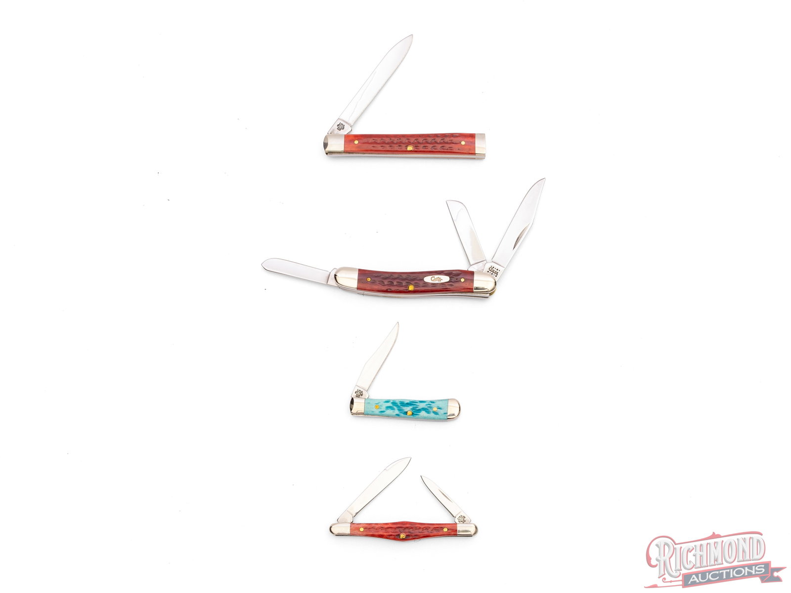 Four Case XX Pocket Worn Folder Knives in Original Boxes - 3