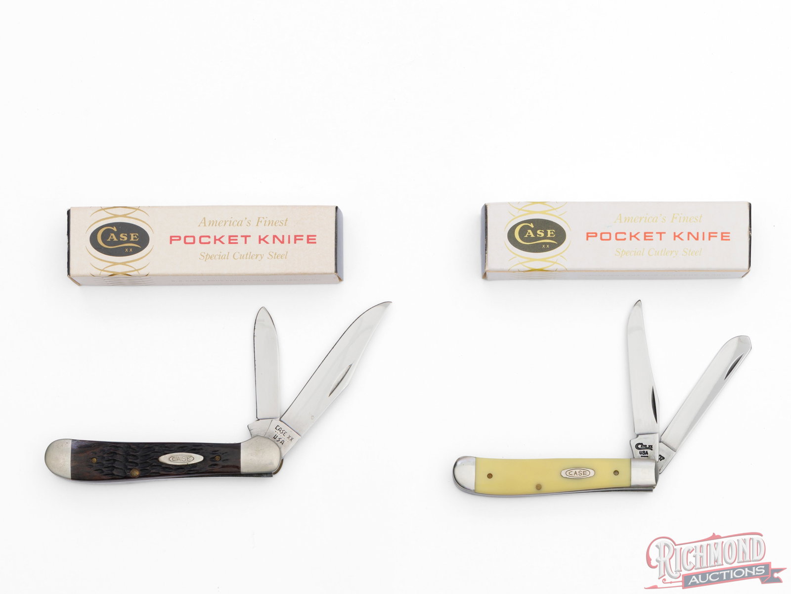 Two Case XX Two-Blade Folder Knives in Factory Boxes Mini Trapper & Copperhead (1 of 3)