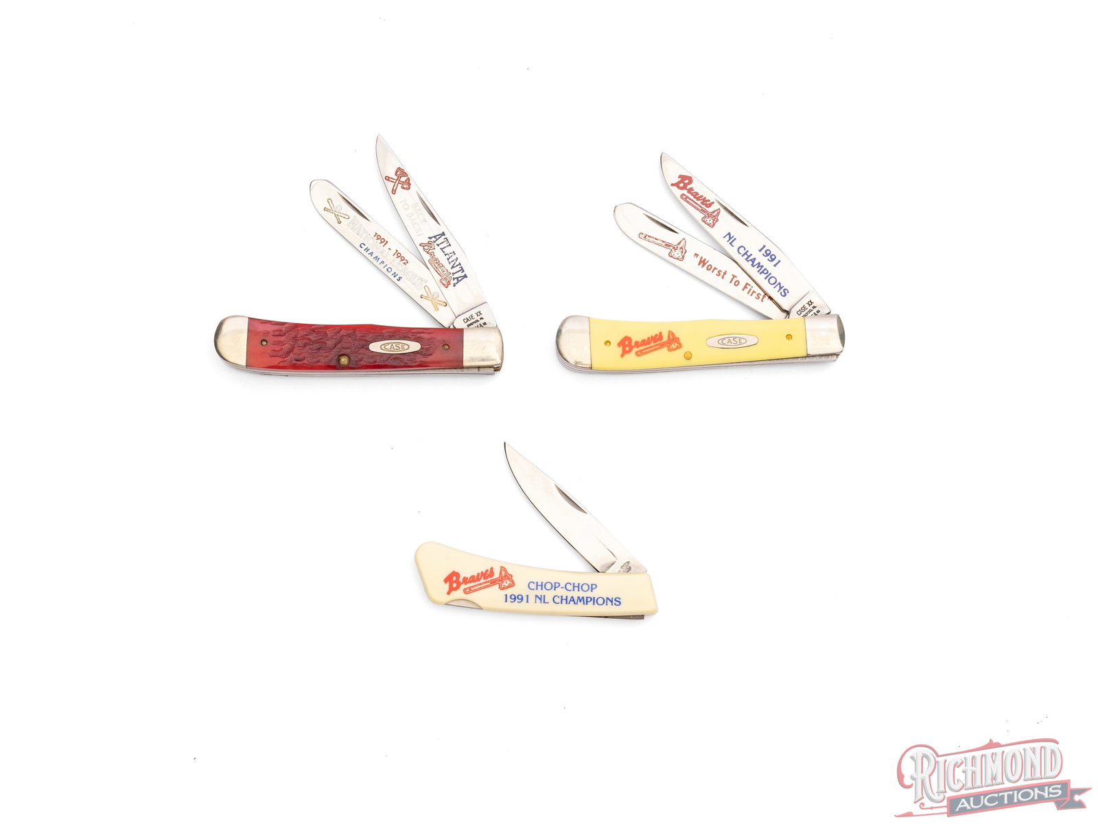 Three Case XX and Frost Cutlery Atlanta Braves Commemorative Knives - 2