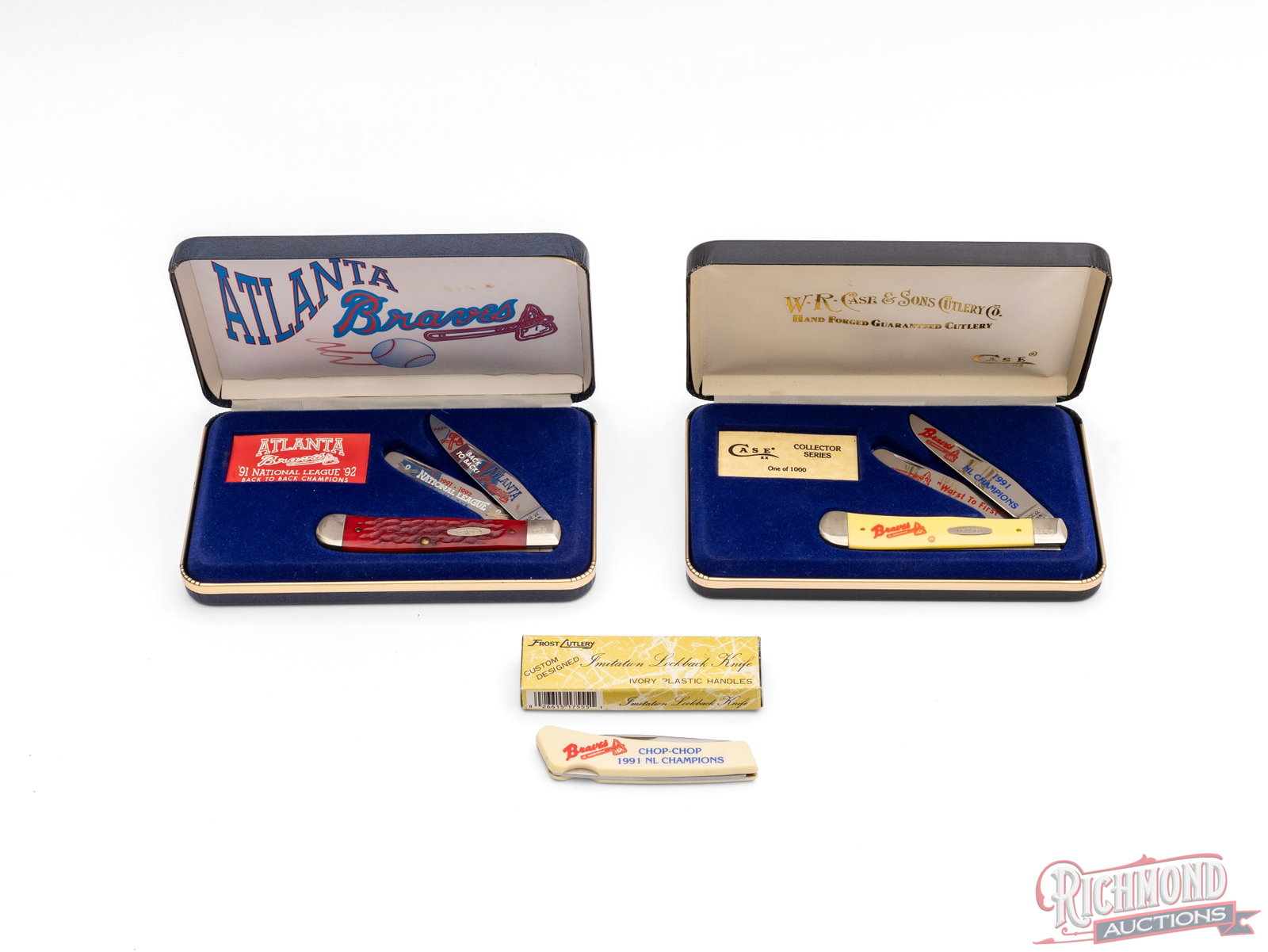 Three Case XX and Frost Cutlery Atlanta Braves Commemorative Knives - 4
