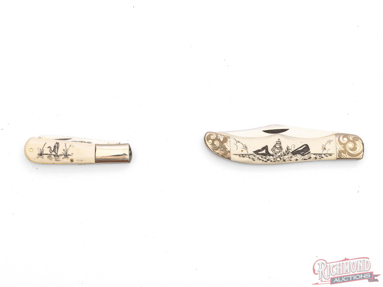 Case XX Moby Dick Scrimshaw Etched Folder Knife & Mammoth Tusk Limited Edition Collector Knife - 4