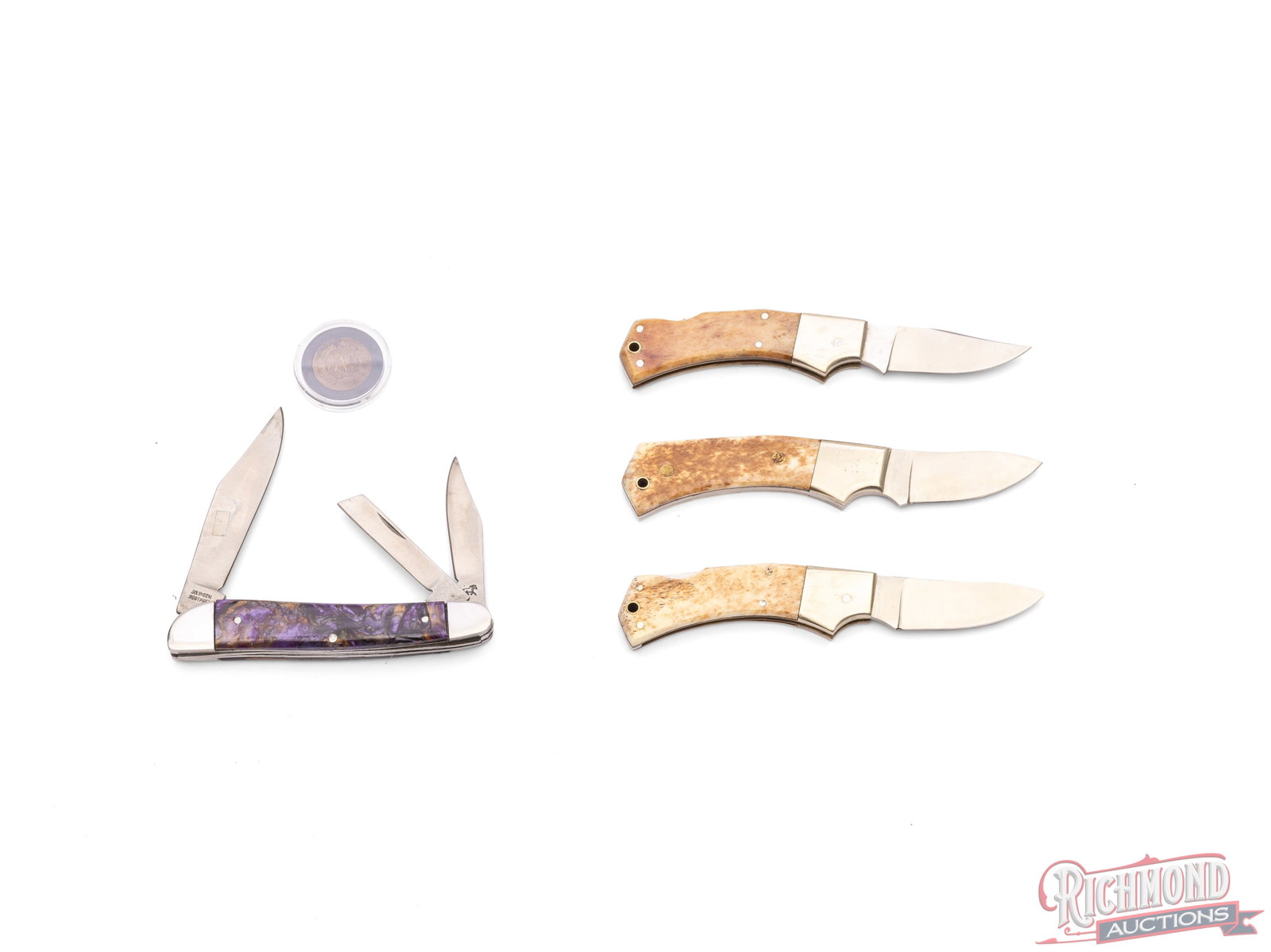 Indian Head Coin & Commemorative Folder Knife & Parker Cutlery Indian Series IV Three Knife Set - 3