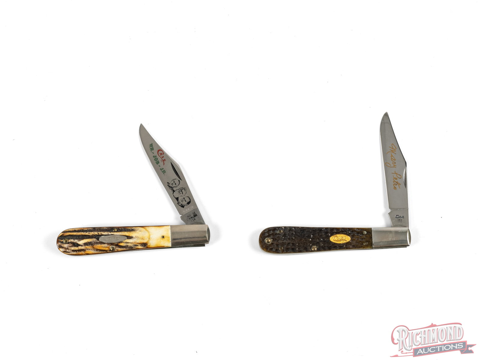 Two Case XX Mary Petro Granddaddy Barlow & Founders Knife Collector's Knives in Display Cases - 2