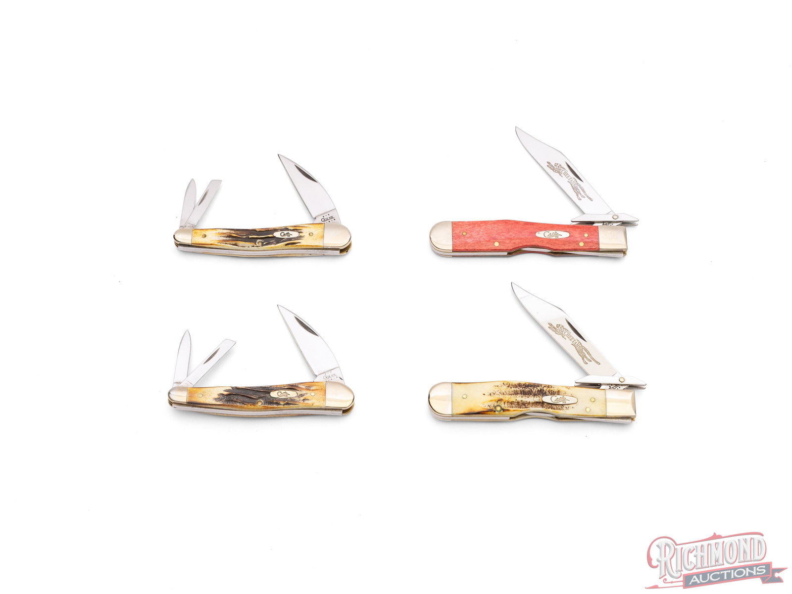 Four Case XX Folder Knives Cheetah & Seahorse Whittler in Collector Tins - 2