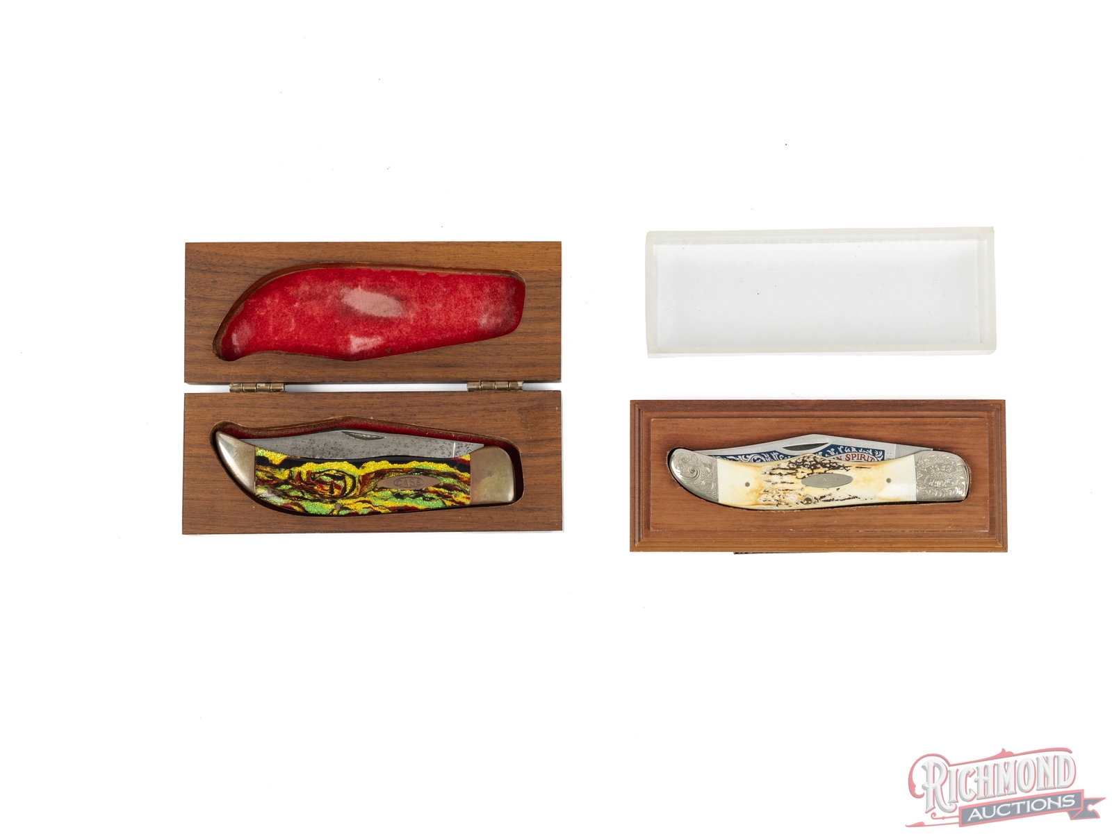 Two Scarce Case XX Folder Knives Christmas Tree Grizzly Clasp & Biennial American Spirit Hunter (1 of 2)