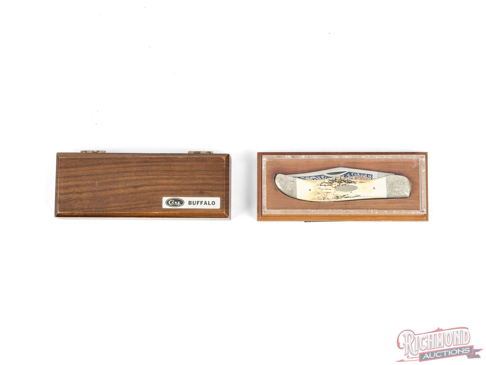 Two Scarce Case XX Folder Knives Christmas Tree Grizzly Clasp & Biennial American Spirit Hunter - 2