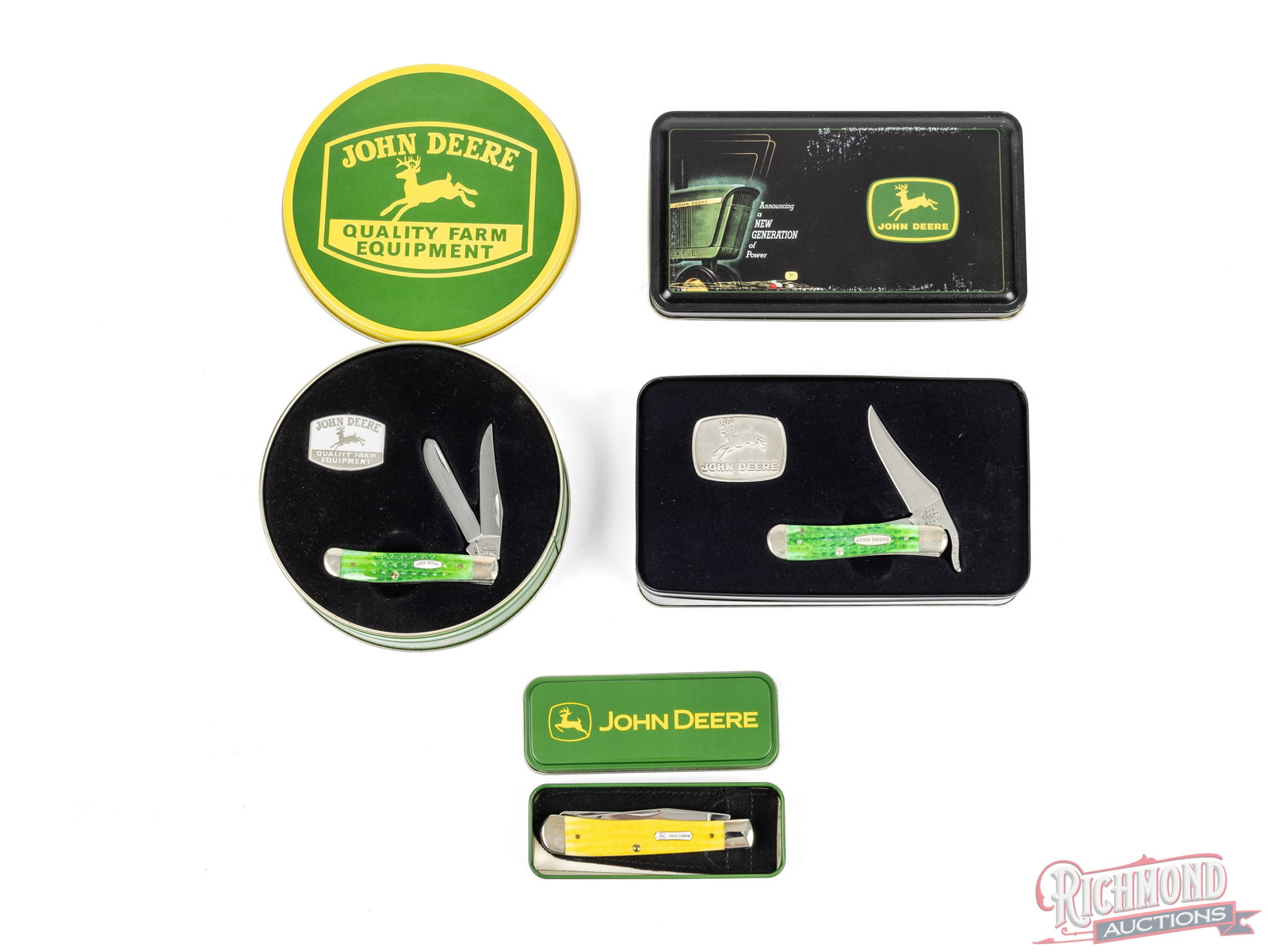 Three Case XX John Deere Limited Edition Trapper & Russlock Folder Knives (1 of 2)