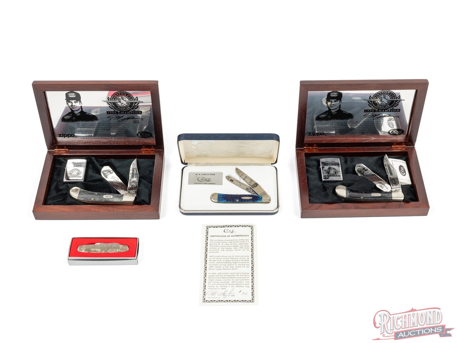 3 Case XX Trapper Knives & Zippo Lighter Cased Sets & Winchester Knife Commemorating Jeff Gordon (1 of 2)