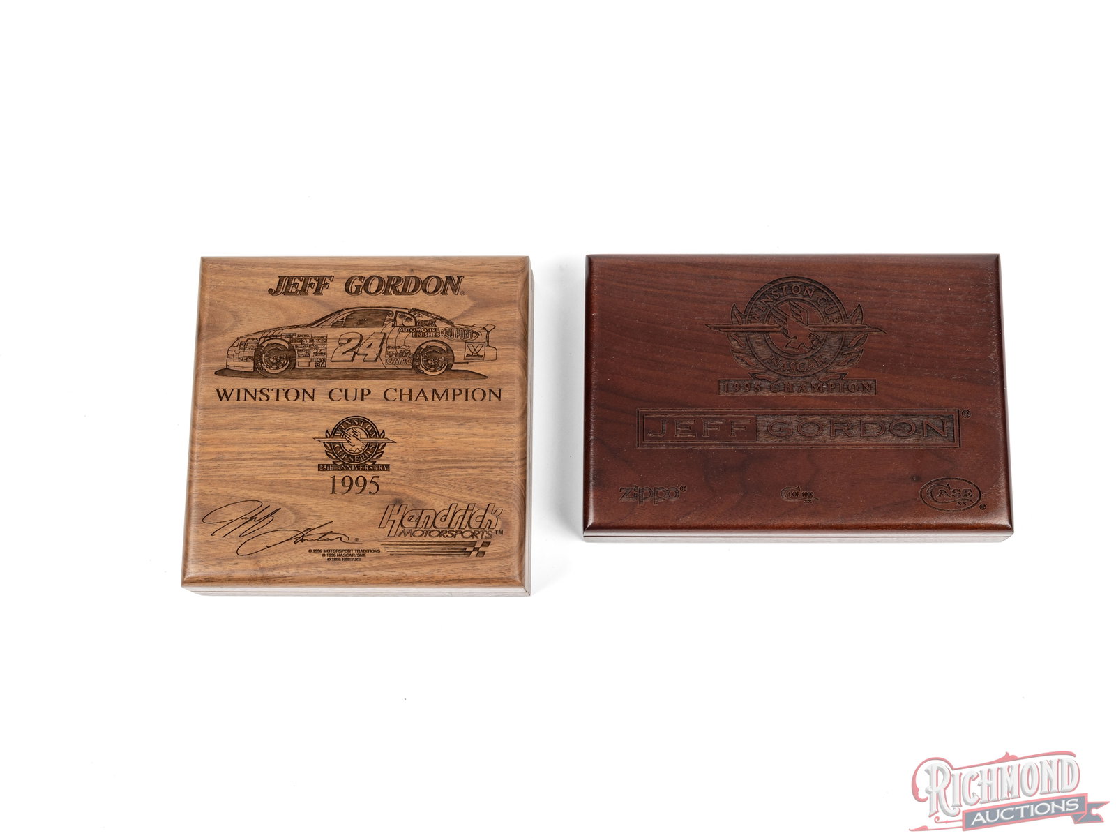 Two Case XX Saddlehorn Trapper Knives & Zippo Lighter Cased Set Commemorating Jeff Gordon - 2