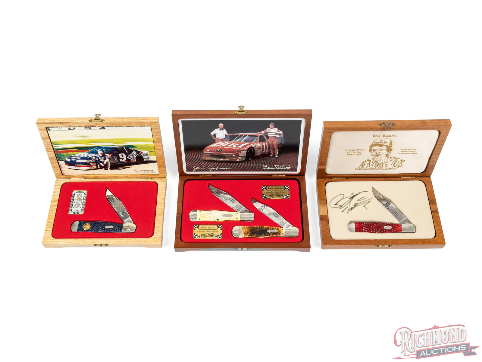 Four Case XX Large Coke Bottle Folder Knives Limited Edition Bill Elliott Commemorative - 2