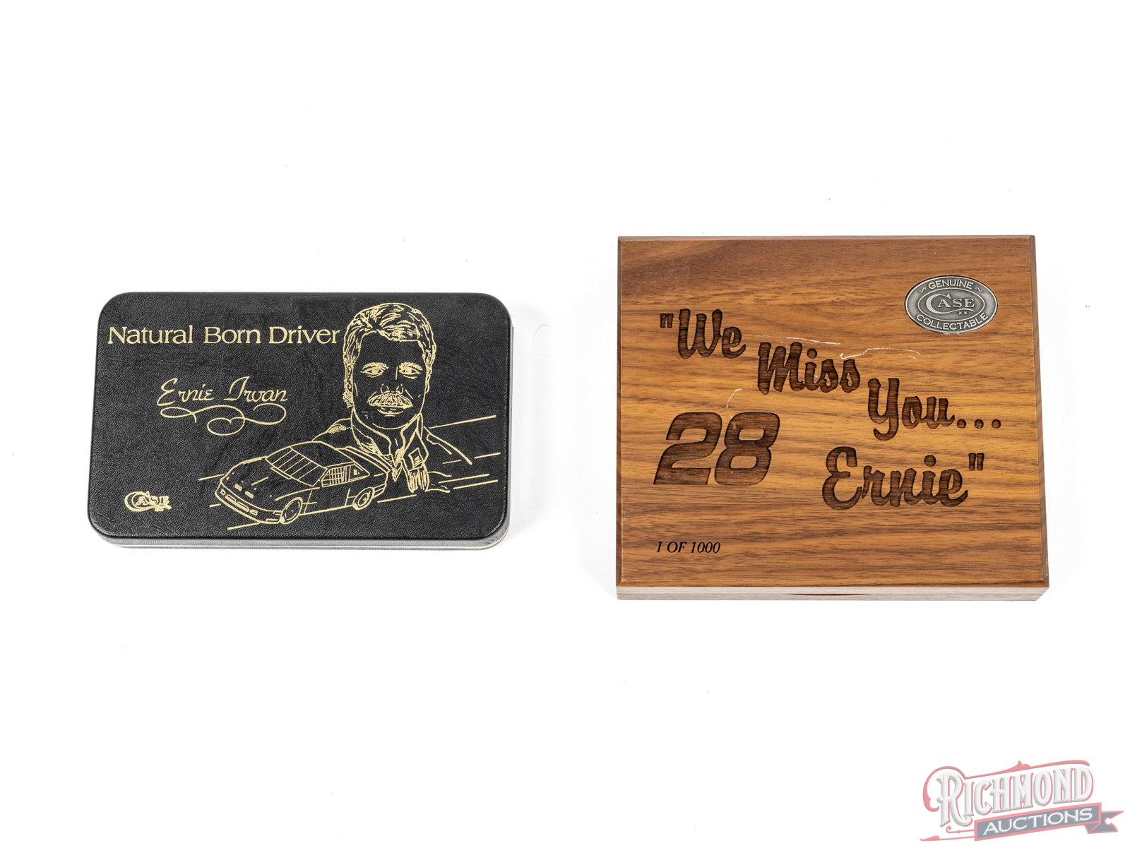 Two Case XX Folder Ernie Irvan Commemorative Knives With Bone Handles - 2
