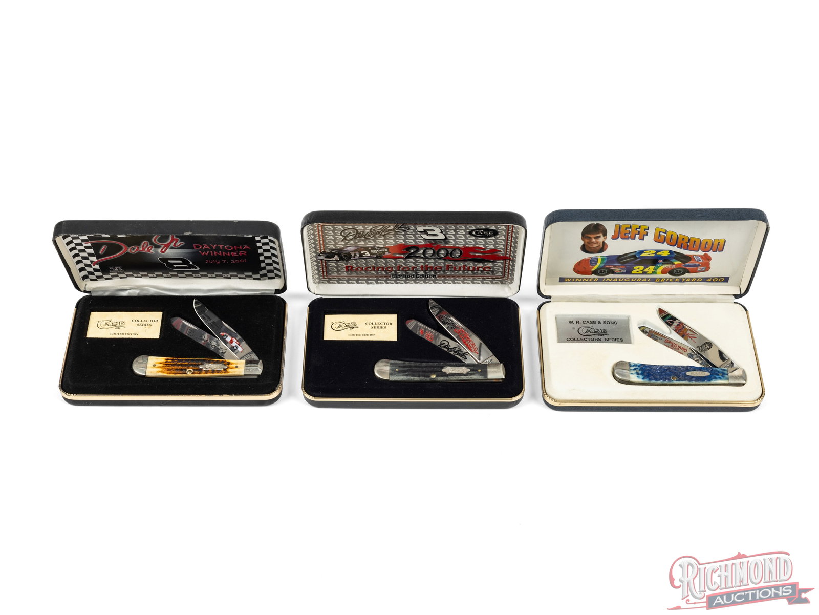 Three Case XX Trapper Folder Knives Dale Earnhardt & Jeff Gordon Commemorative (1 of 2)
