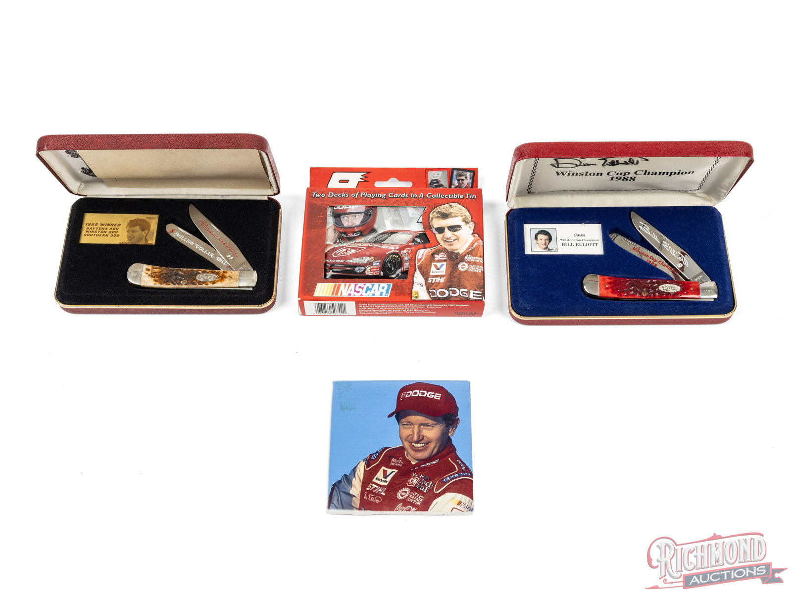 Two Case XX Bill Elliott Commemorative Knives and Nascar Playing Cards All in Original Boxes (1 of 2)