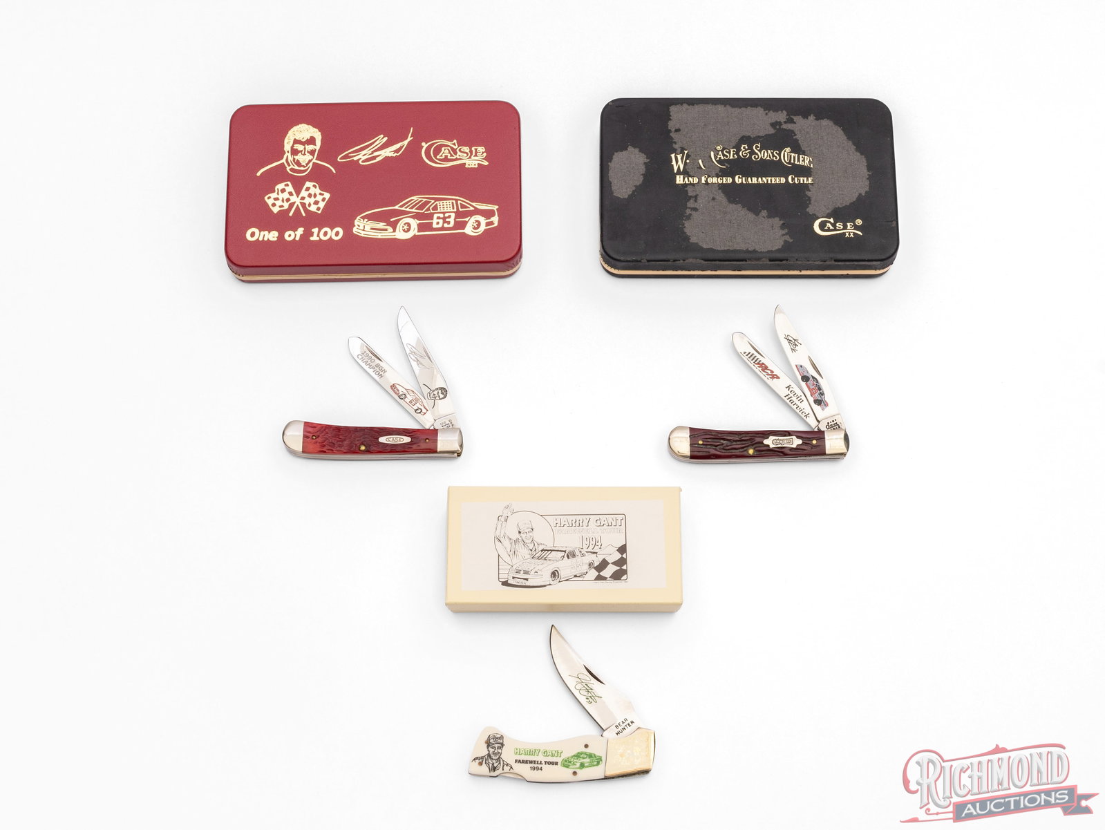 Three Nascar Collector Knives Two Case XX Trapper and One Frost Hunter Lockback (1 of 4)