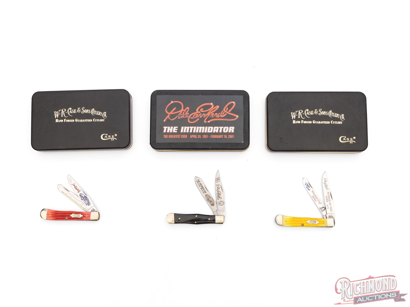 Three Dale Earnhardt Commemorative Collector Folder Knives Two Case XX Trapper (1 of 4)