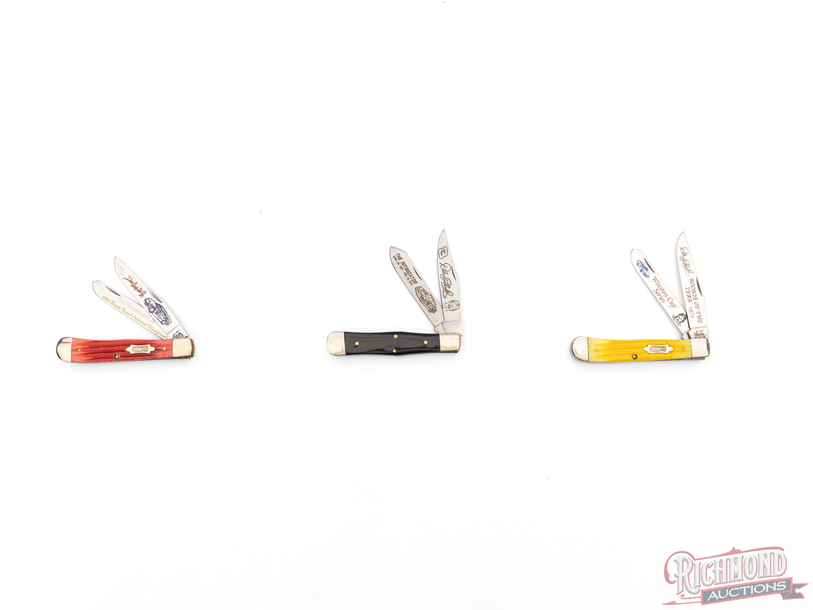 Three Dale Earnhardt Commemorative Collector Folder Knives Two Case XX Trapper - 2