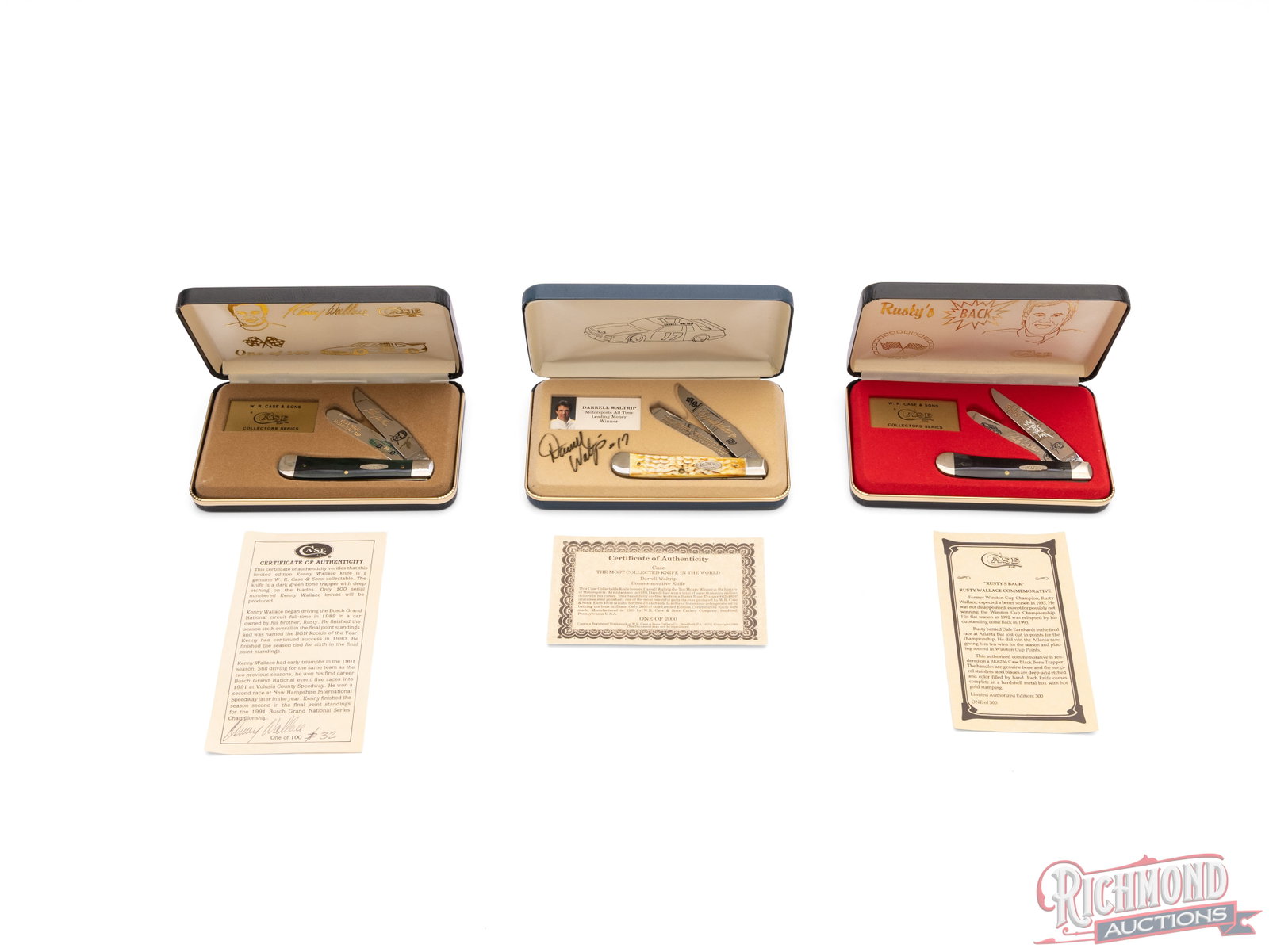 Three Case XX Trapper Folder Knives Commemorative Nascar Legends Limited Edition - 4