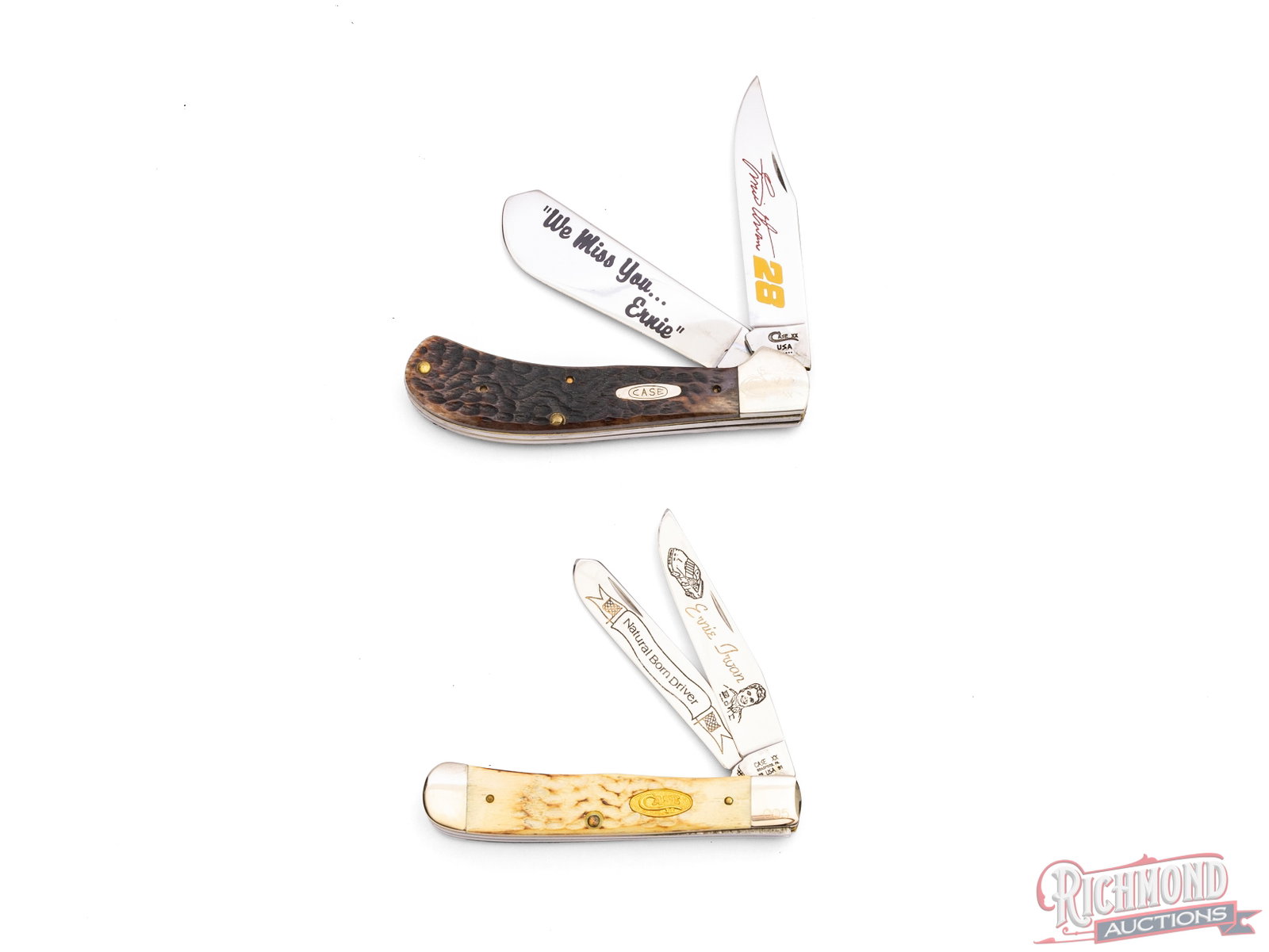 Two Case XX Bone Handle Knives Ernie Irvan Commemoratives in Original Cases - 2