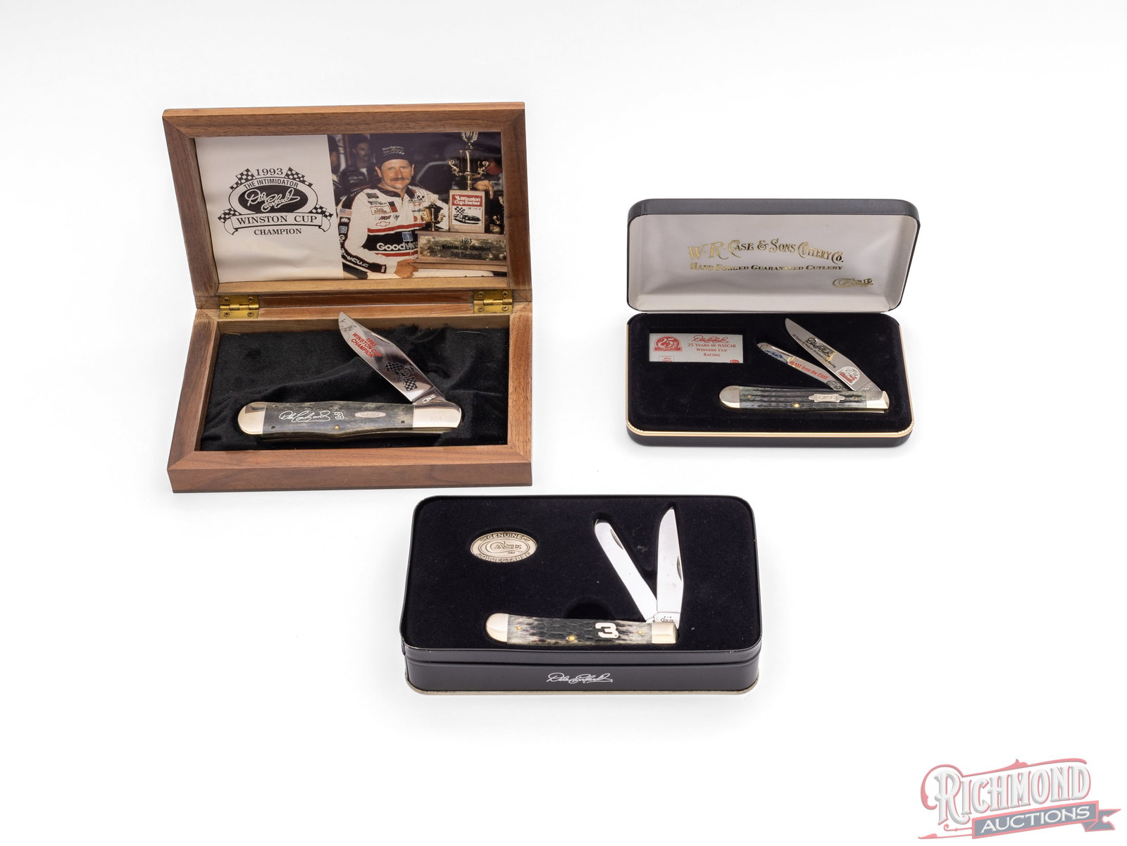 Three Case XX Dale Earnhardt Commemorative Folder Knives in Original Cases - 4