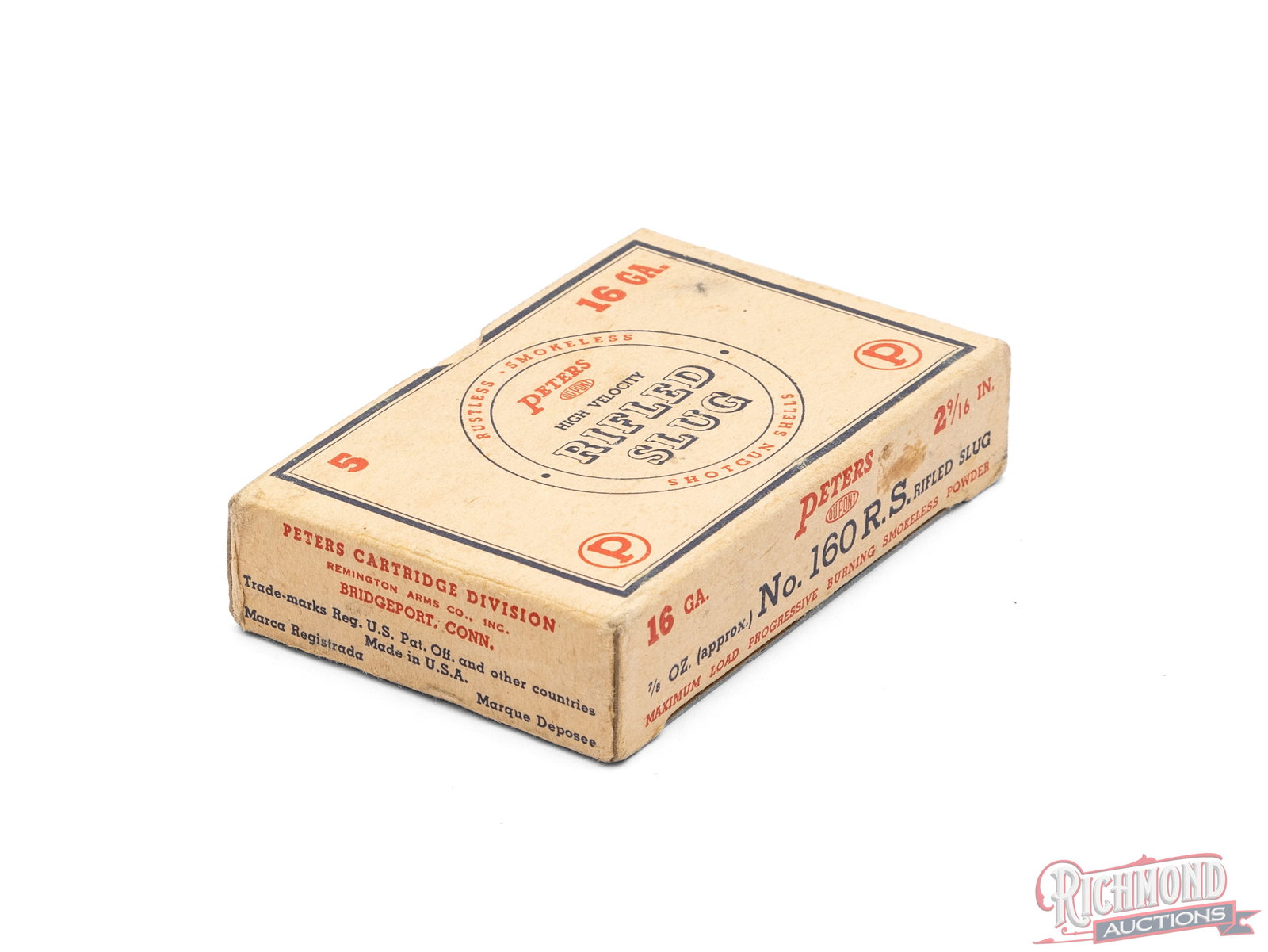 Full 5 Count Box of Peters 16 Gauge High Velocity Rifled Slug 2 9/16" Shotgun Shells - 2