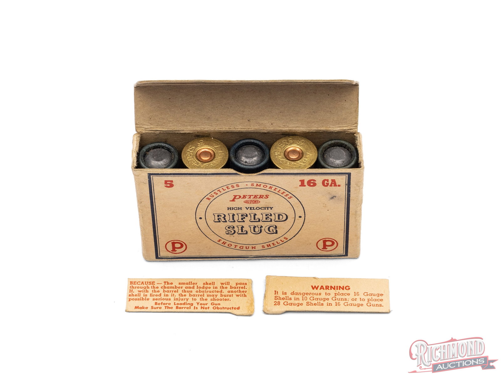 Full 5 Count Box of Peters 16 Gauge High Velocity Rifled Slug 2 9/16" Shotgun Shells - 3