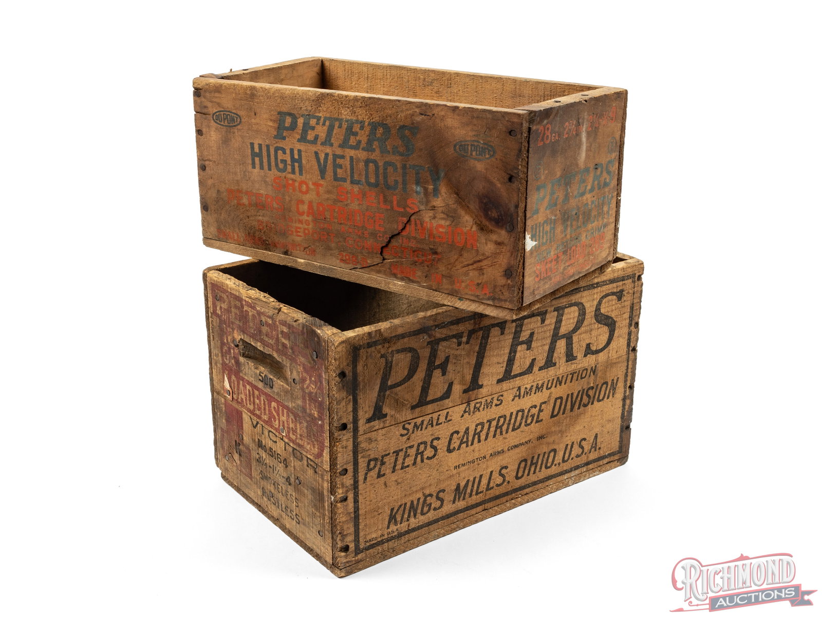 Two Peter's Victor And High Velocity Wooden Shotshell Box Crates - 2
