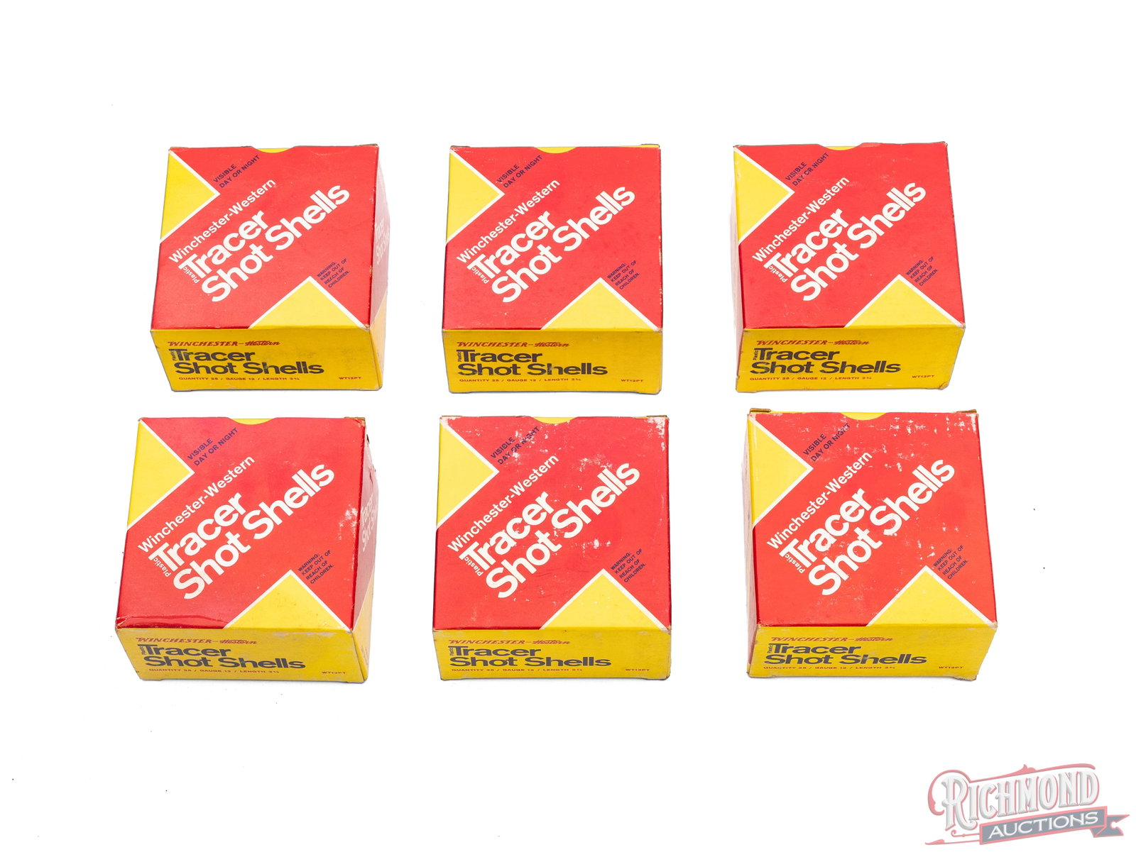 150 Rounds of Winchester-Western 12 Gauge Specialty Shells: In this lot is 6 full boxes of specialty 12 gauge plastic shot shells. Each box contains 25 rounds 2 3/4" shells and are designed to help improve your shooting. CALIBER/GA: 12 GA. Condition VERY GOOD