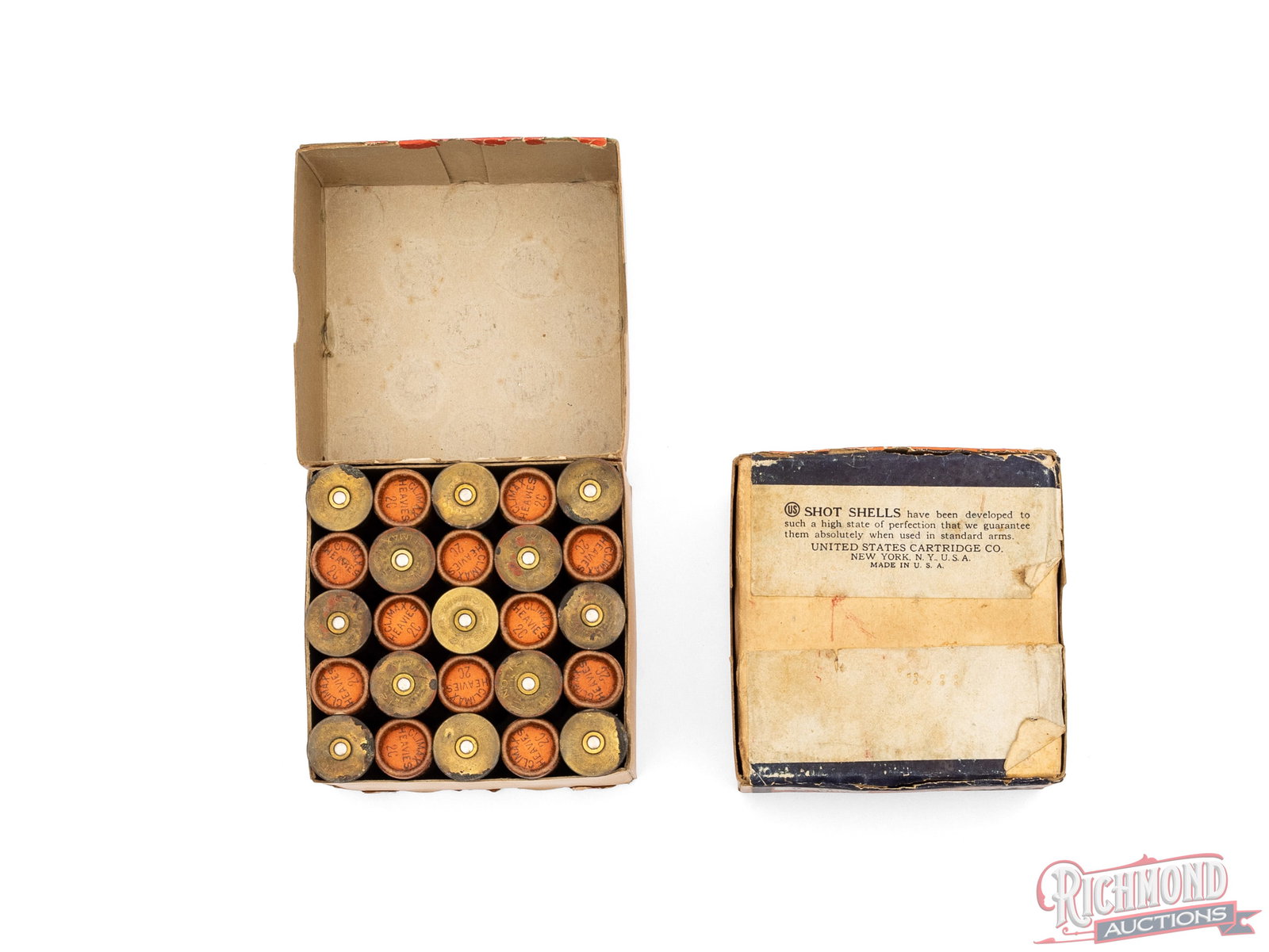Two US Cartridge Co. 12 Gauge Climax & Climax Heavies Shot Shell Boxes, One Full - 2
