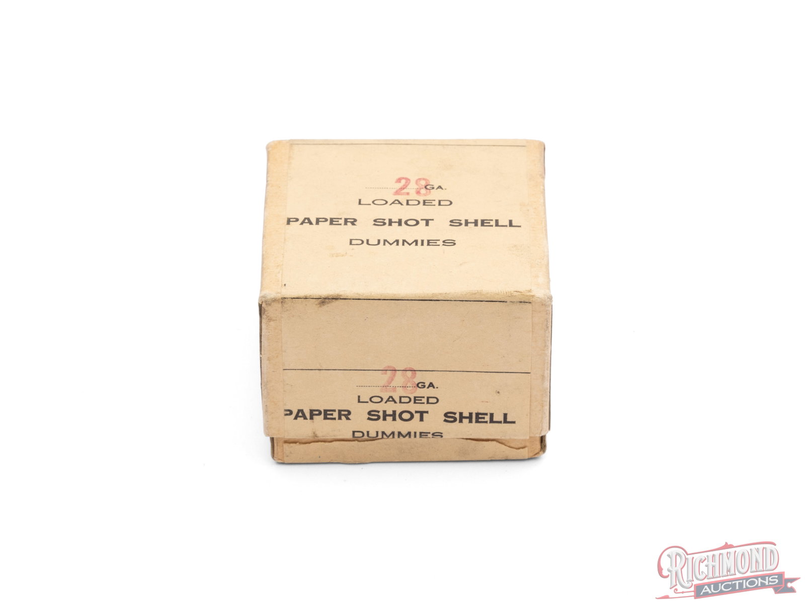 Winchester Ranger 28 Gauge Loaded Paper Shot Shell Dummies Two Piece Collector's Box: This two piece box contains one 28 gauge dummy shell with "Winchester Ranger No. 28" headstamp. The label on the box only states "28 ga Loaded Paper Shot Shells Dummies". Condition GOOD