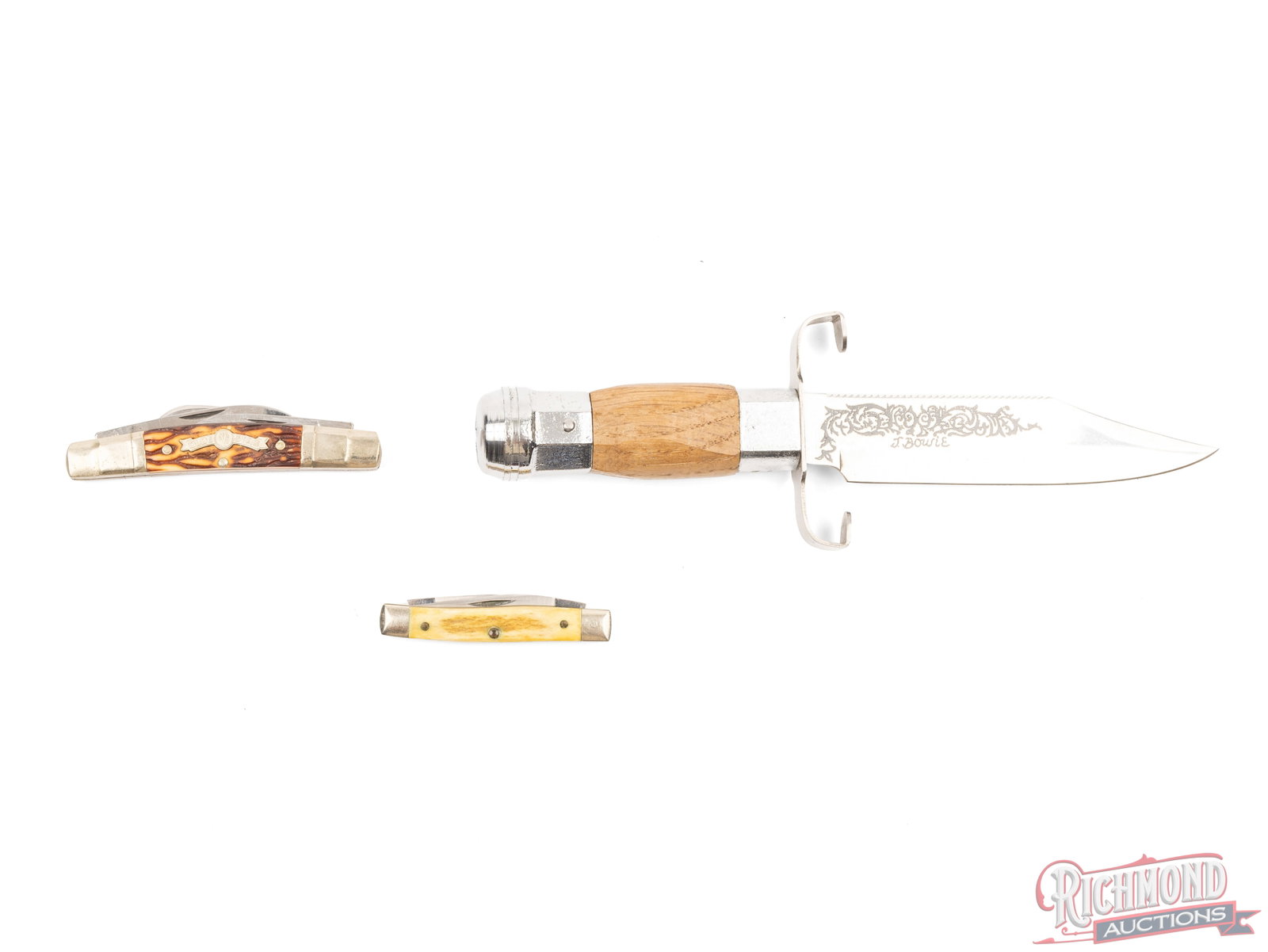 Three Collector Knives J. Bowie, Case SS 2 Blade Pen and Boker Olde Stag Folder - 4