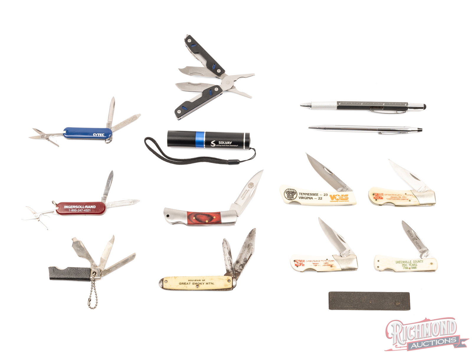 Lot of Vintage and Modern Advertising Pocket Knives, New Victorinox & Cross Pen - 2