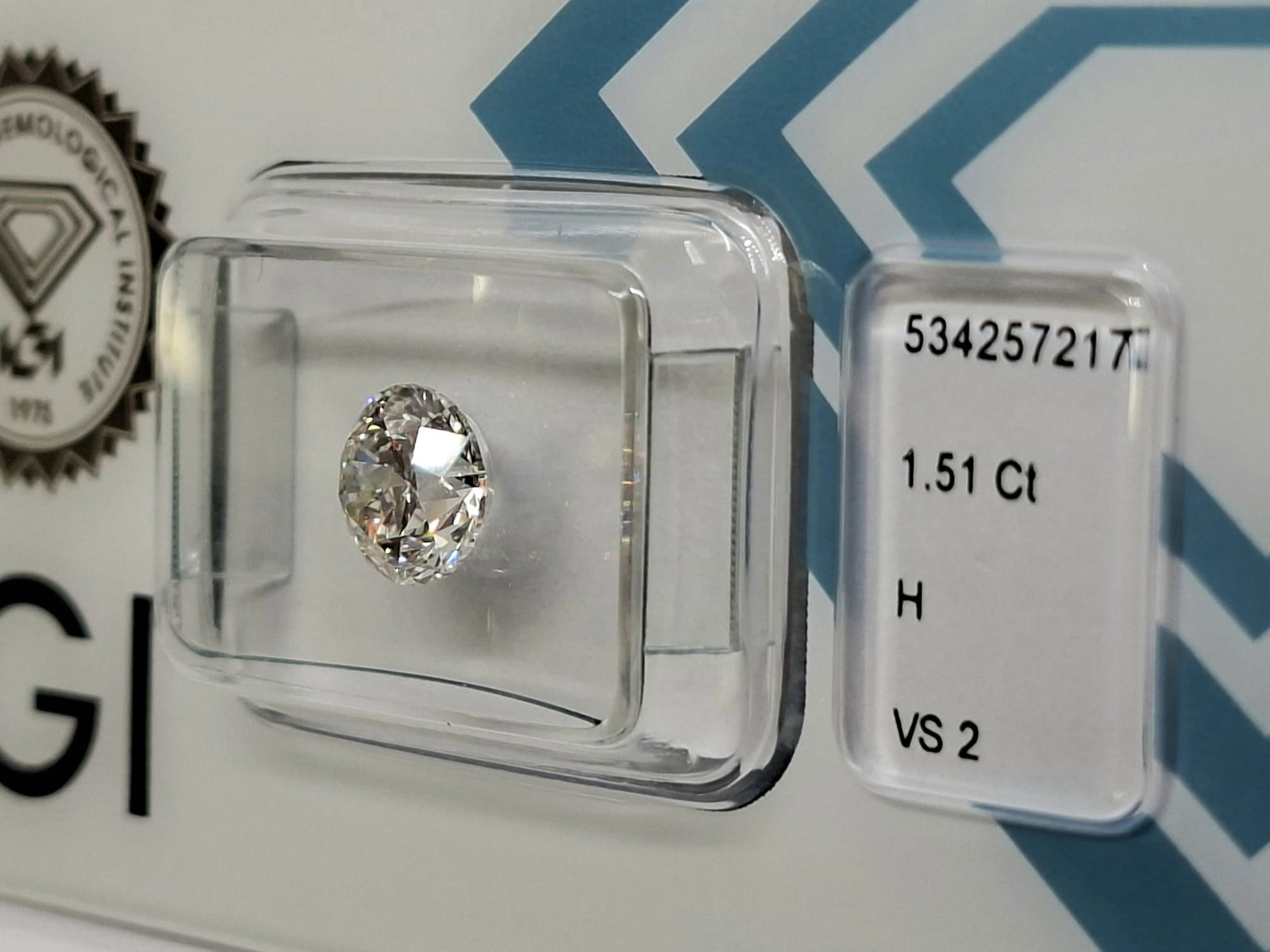 1.51 Carat Round Brilliant Natural Diamond - IGI Certified - H Color / VS2 - Sealed - 5