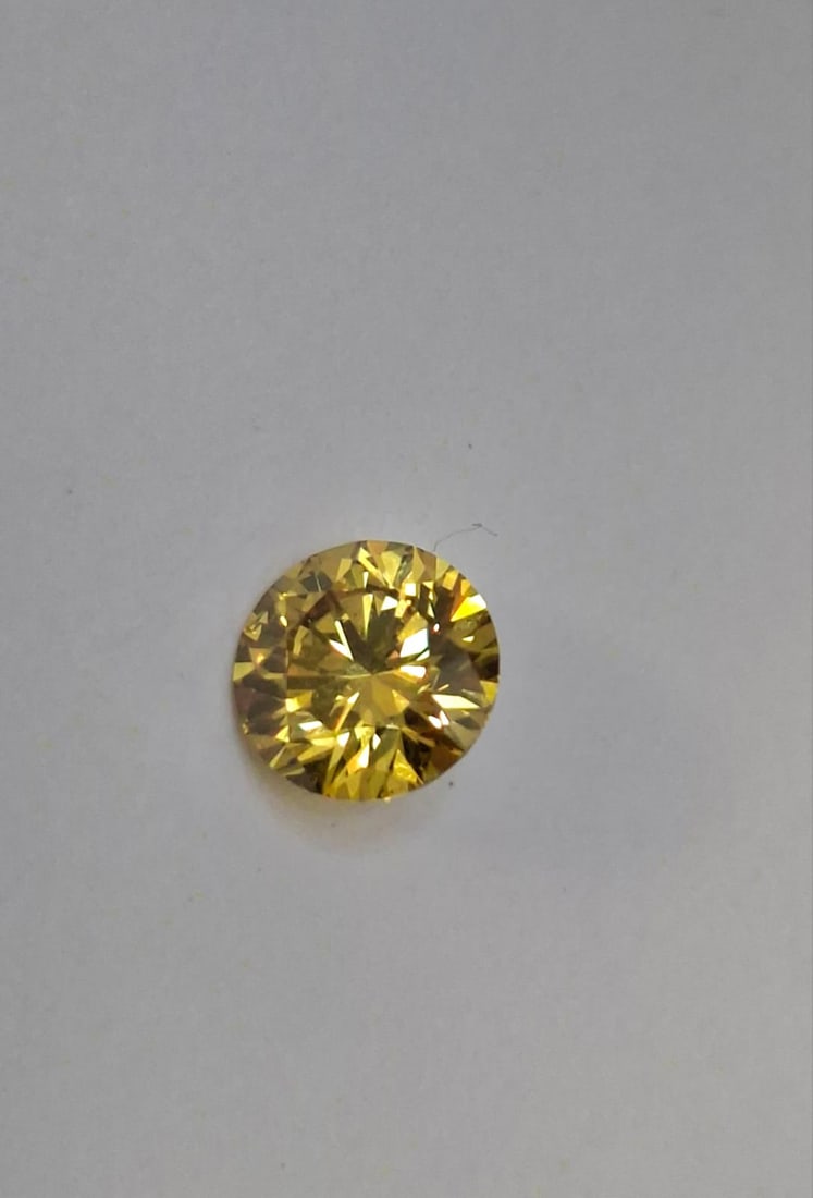 1.02 Carat Natural Fancy Deep Yellow VS2 Round Brilliant Diamond - GIA Certified - 4
